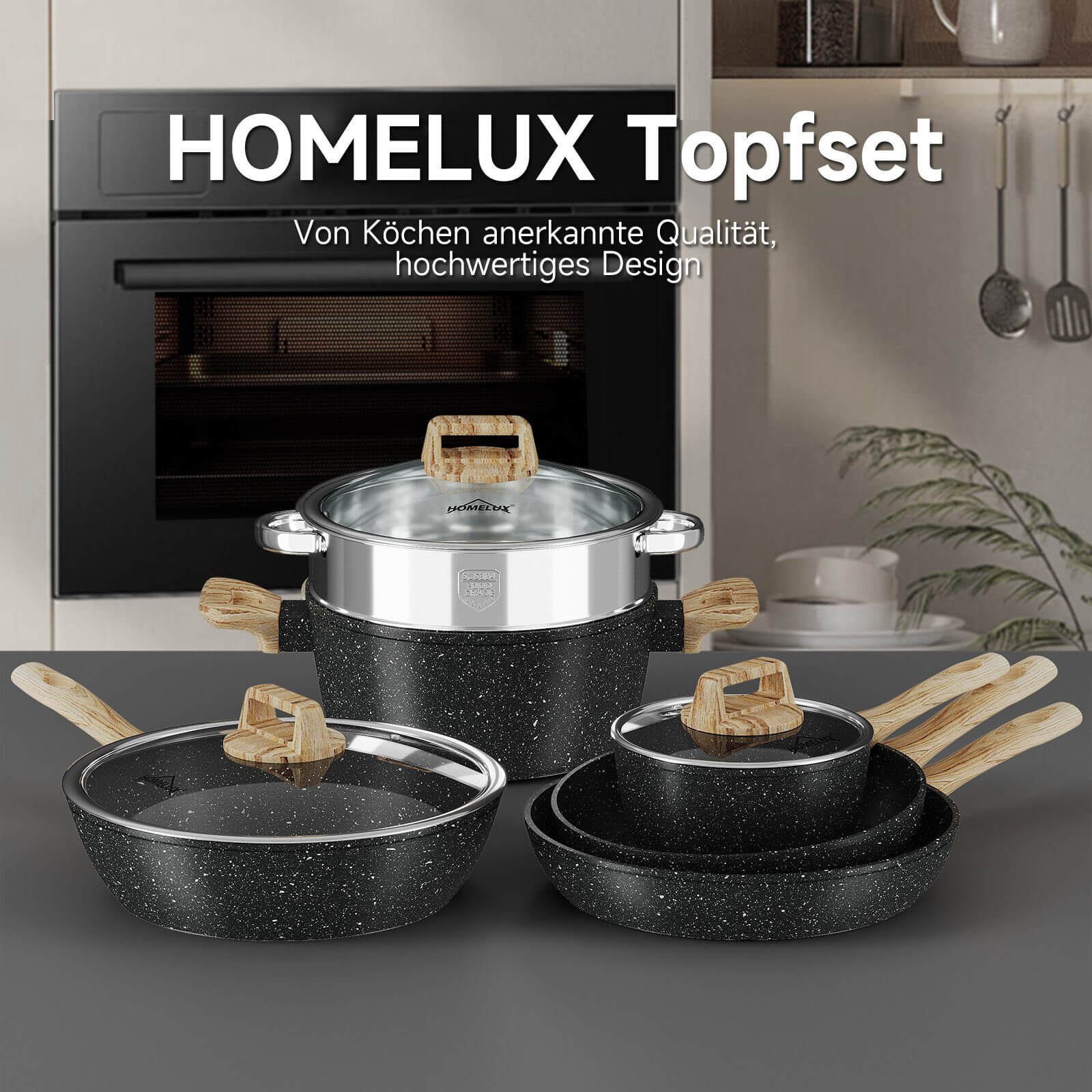 Ergonomisches Design mit Antihaftbeschichtung für fettarmes Kochen