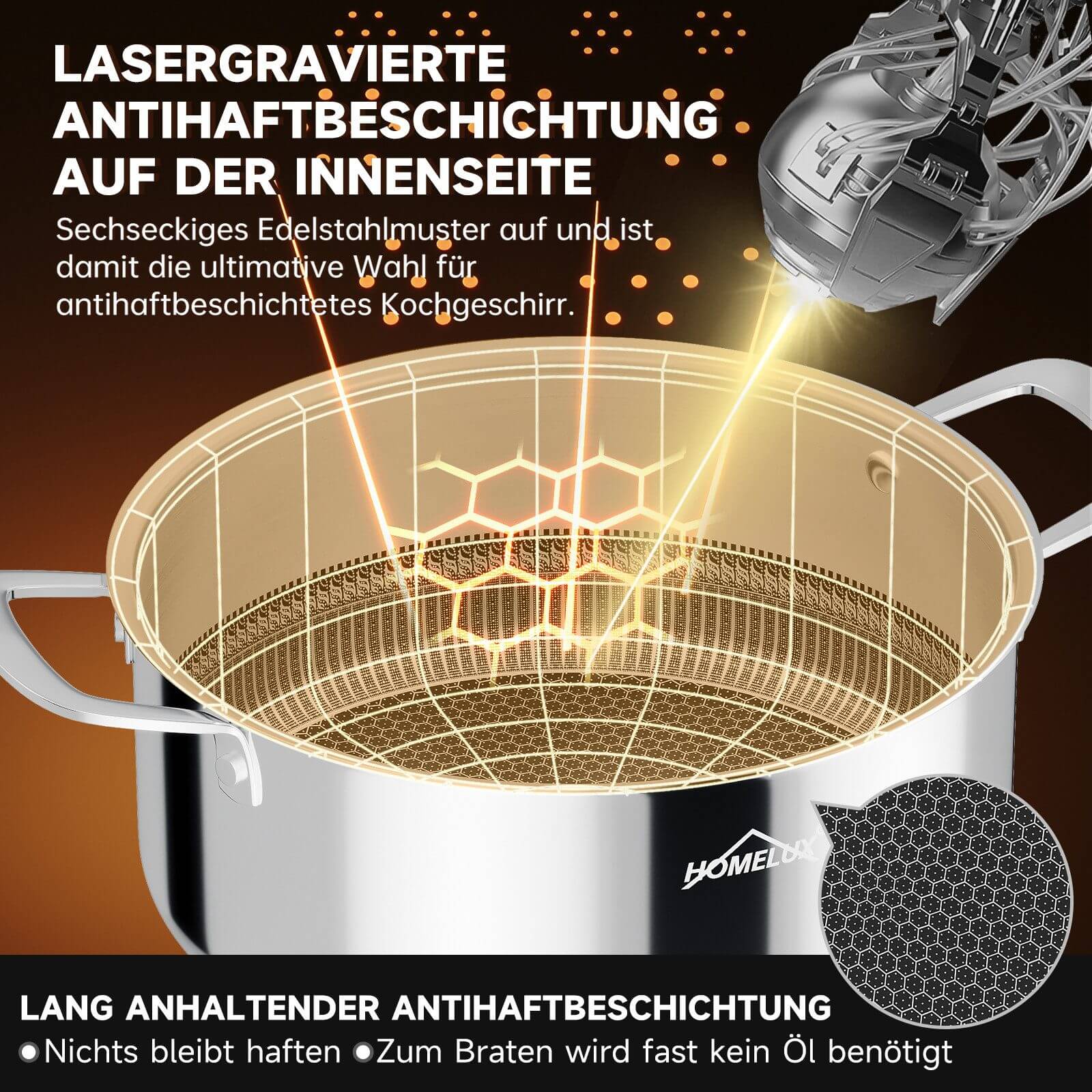 Vielseitiger Edelstahl Schmortopf für Induktion, Gas und Elektroherde