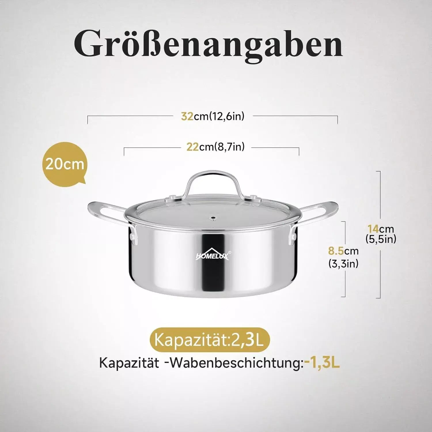 Robuster 304-Edelstahl Topf mit Aluminiumkern für schnelles Erhitzen
