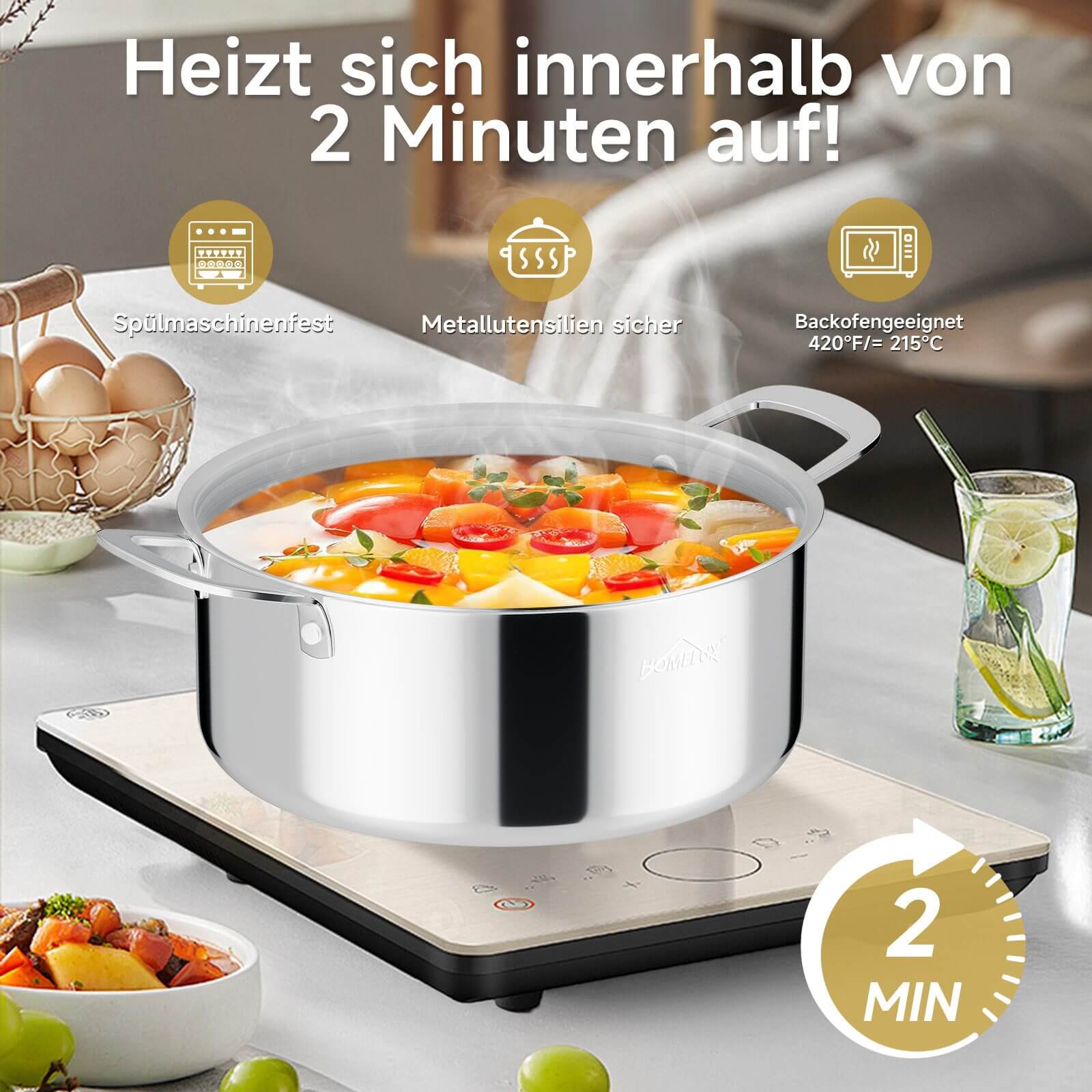 Ofenfester Schmortopf bis 215°C – ideal zum Schmoren und Überbacken