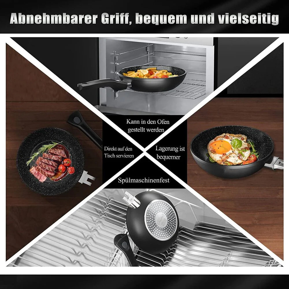 Scheffler Pfanne Pfannen-Set Bratpfanne 20/24/28 Abnehmbarer Griff Pfannen Induktionsgeeignet