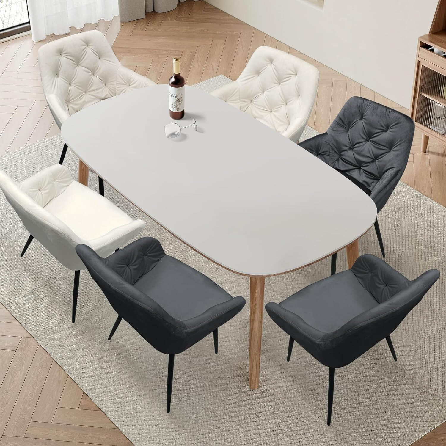 HOMELUX Esszimmerstuhl 2er Set, Polsterstuhl mit Armlehnen, Sitzfläche aus Samt & Metallbeine, Küchenstuhl Wohnzimmerstuhl Stühle
