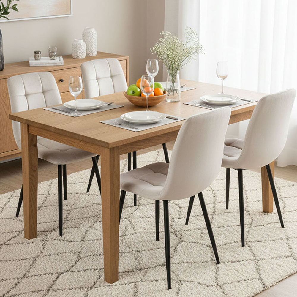 HOMELUX 4er Set Küchen Esszimmerstühle mit Rückenlehne & Samtbezug, ergonomische Sitzfläche, Metallbeine, 110 kg belastbar