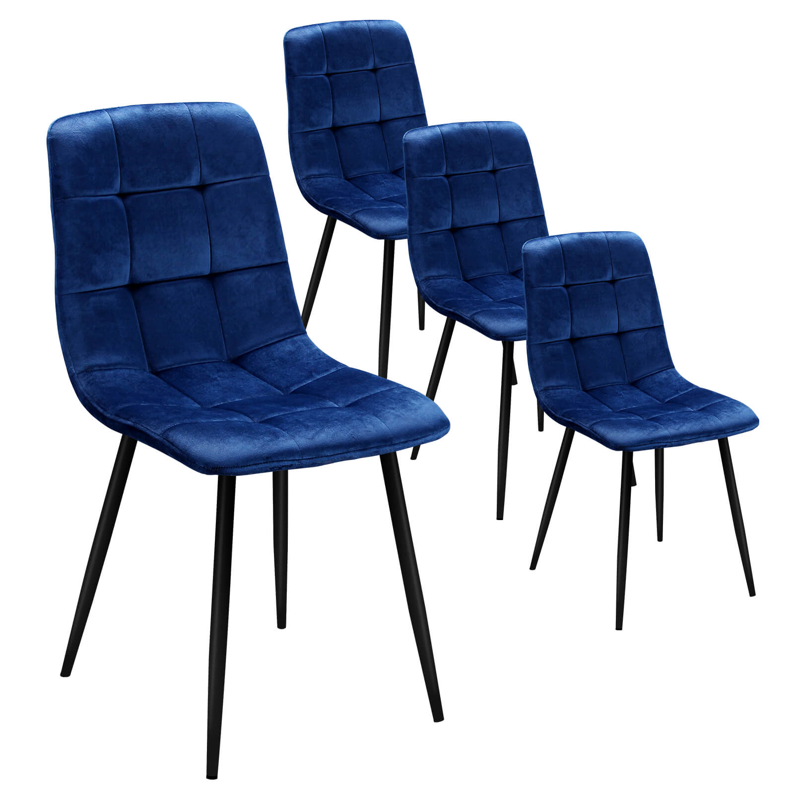 HOMELUX 4er Set Küchen Esszimmerstühle mit Rückenlehne & Samtbezug, ergonomische Sitzfläche, Metallbeine, 110 kg belastbar