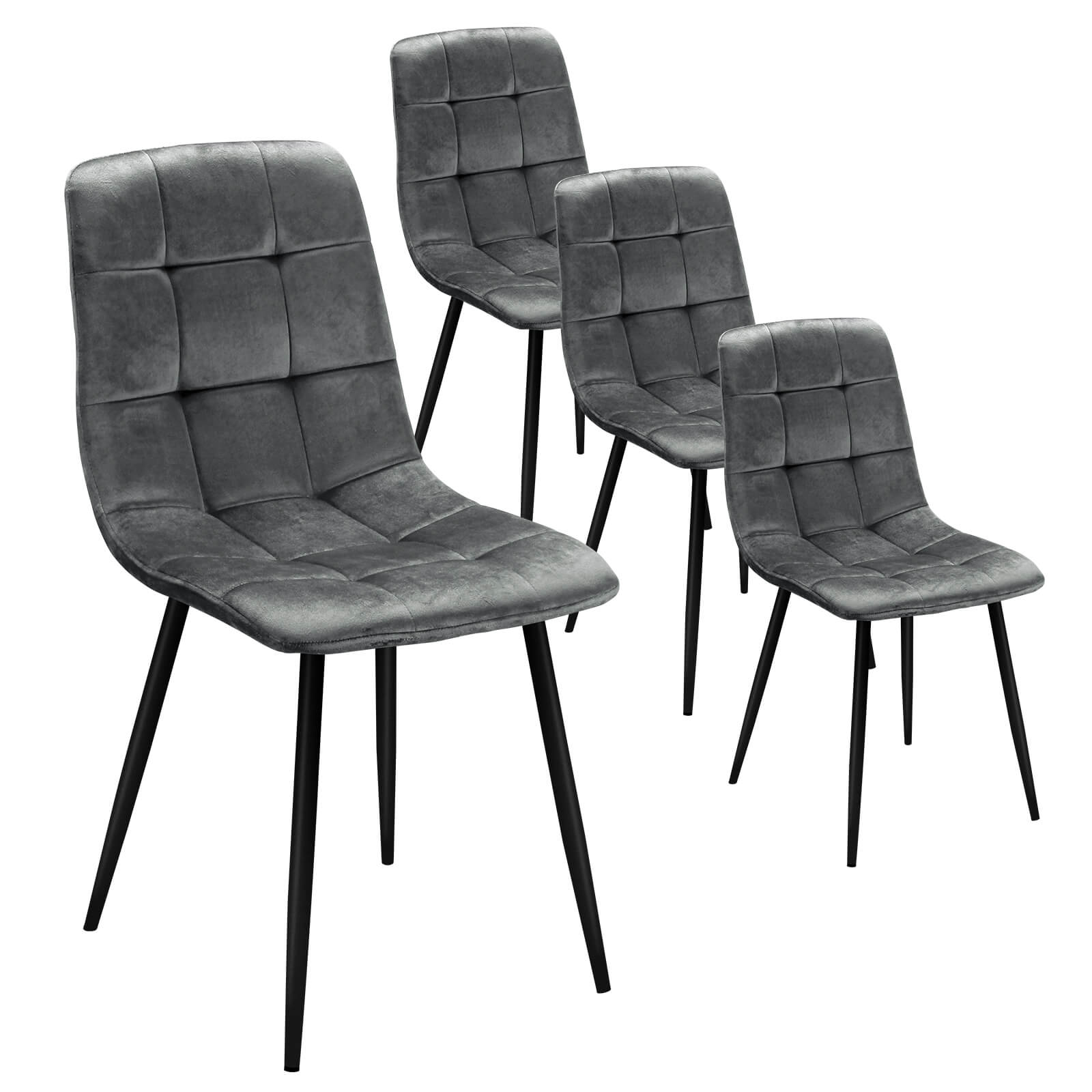 HOMELUX 4er Set Küchen Esszimmerstühle mit Rückenlehne & Samtbezug, ergonomische Sitzfläche, Metallbeine, 110 kg belastbar