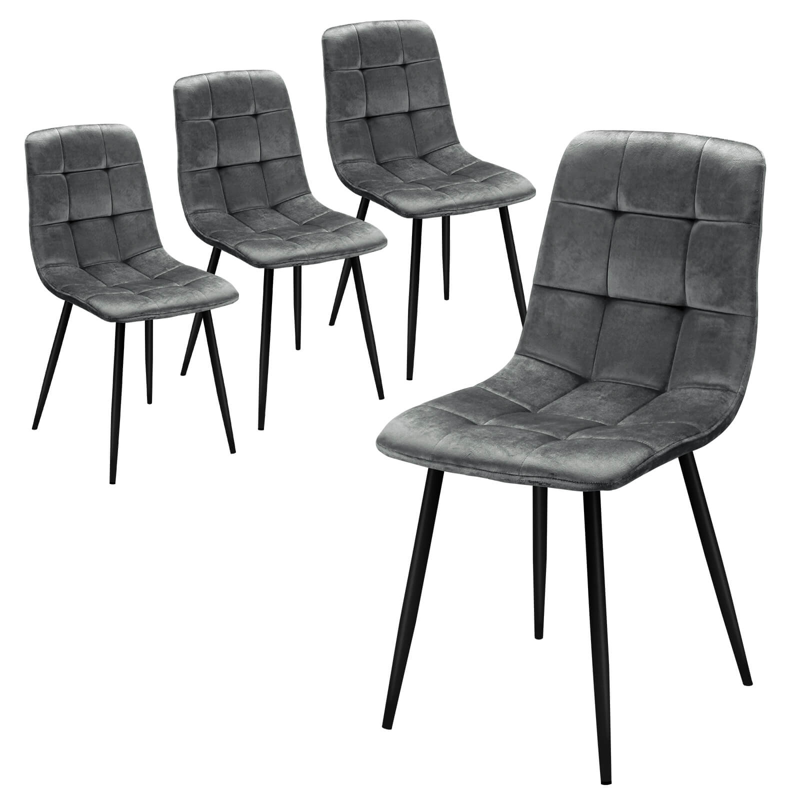 HOMELUX 4er Set Küchen Esszimmerstühle mit Rückenlehne & Samtbezug, ergonomische Sitzfläche, Metallbeine, 110 kg belastbar