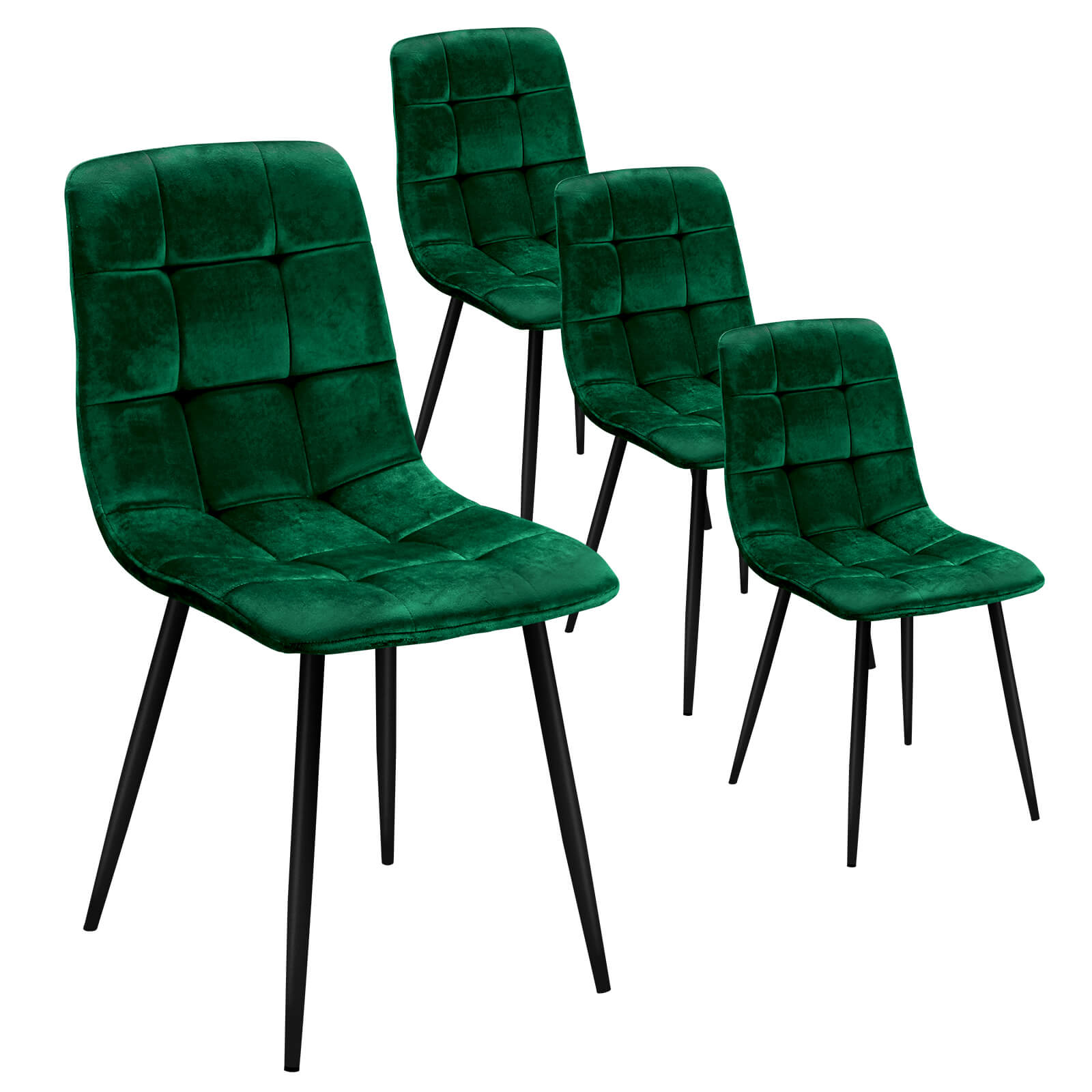 HOMELUX 4er Set Küchen Esszimmerstühle mit Rückenlehne & Samtbezug, ergonomische Sitzfläche, Metallbeine, 110 kg belastbar