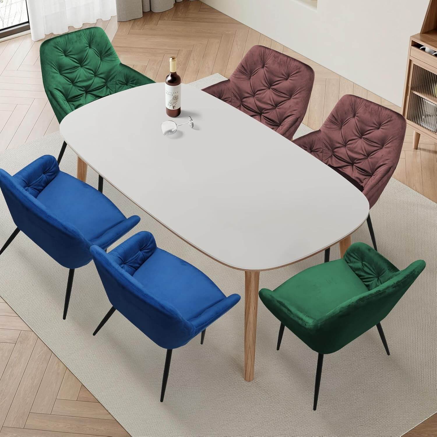 HOMELUX Esszimmerstuhl 2er Set, Polsterstuhl mit Armlehnen, Sitzfläche aus Samt & Metallbeine, Küchenstuhl Wohnzimmerstuhl Stühle