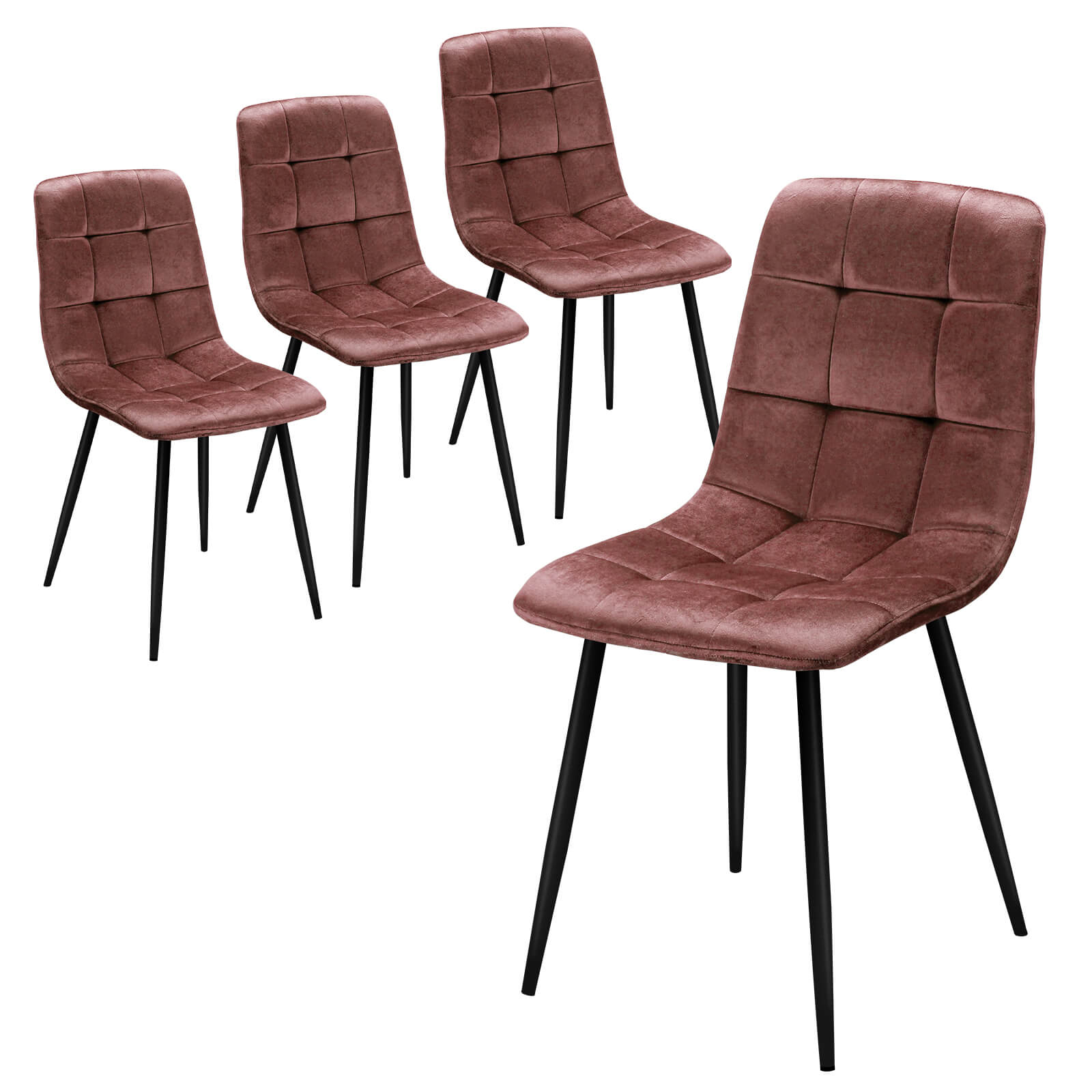 HOMELUX 4er Set Küchen Esszimmerstühle mit Rückenlehne & Samtbezug, ergonomische Sitzfläche, Metallbeine, 110 kg belastbar