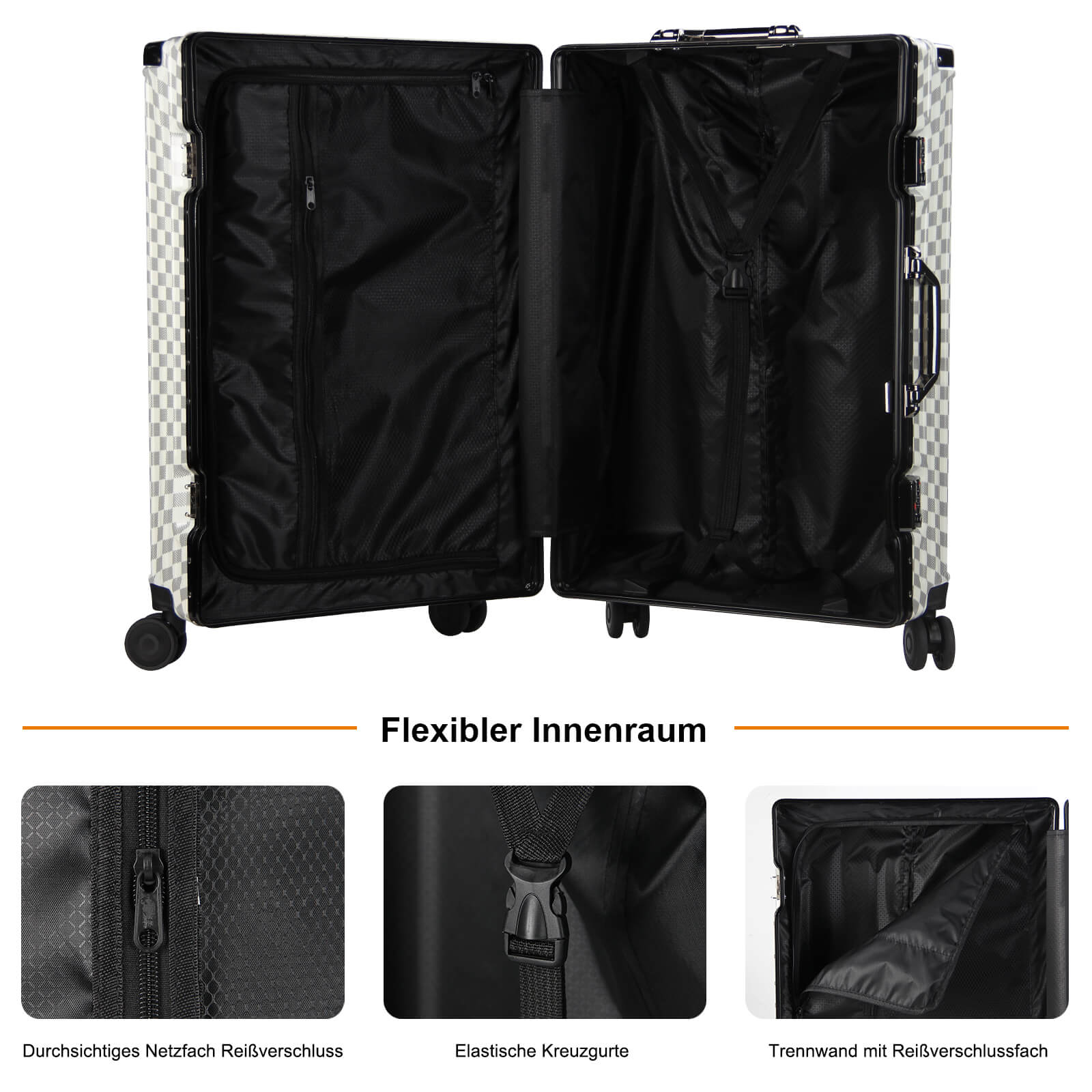 3-teiliges Kofferset Hartschalenkoffer ABS Leicht Trolley Rollkoffer Set M-L-XL Hartschale Reisekoffer