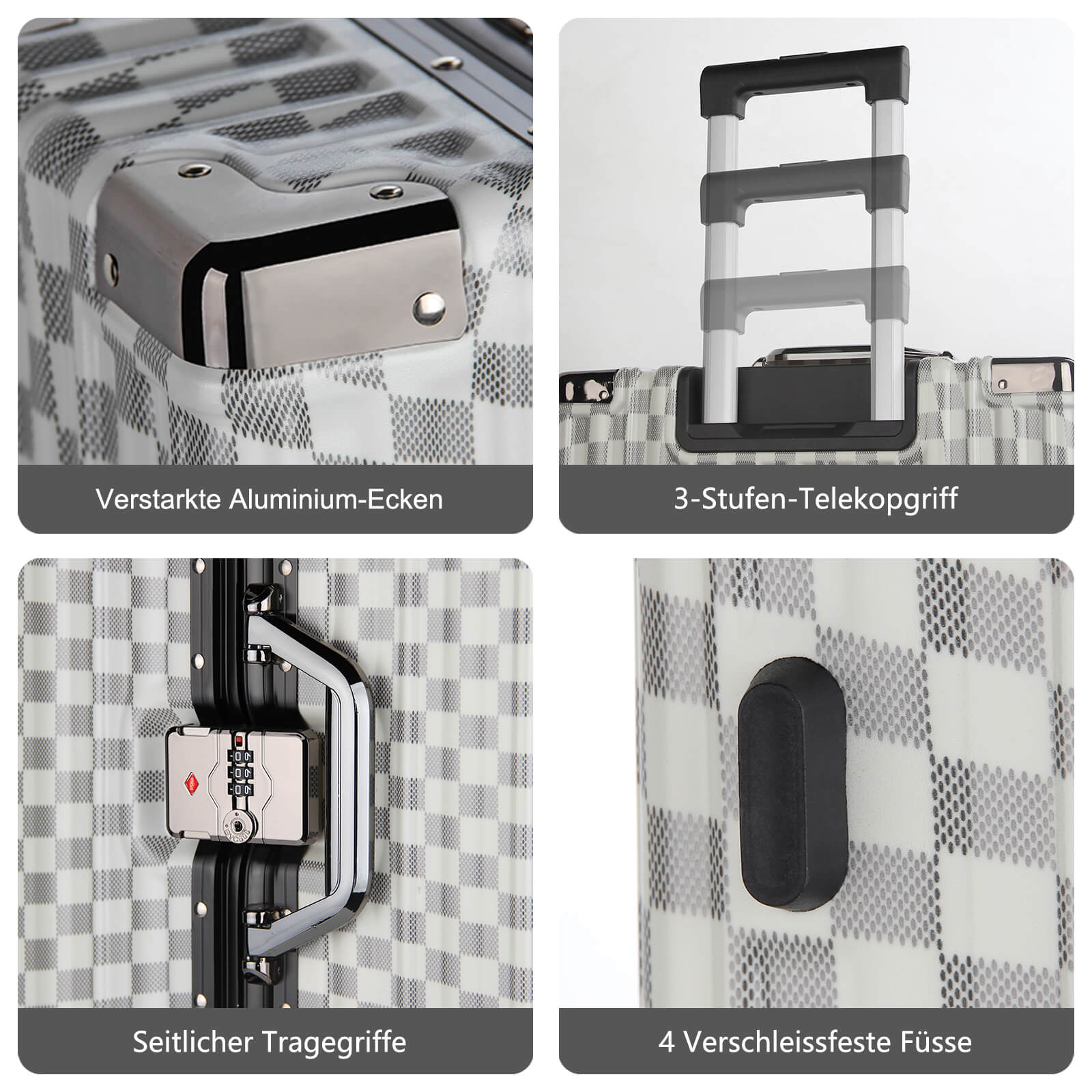 3-teiliges Kofferset Hartschalenkoffer ABS Leicht Trolley Rollkoffer Set M-L-XL Hartschale Reisekoffer