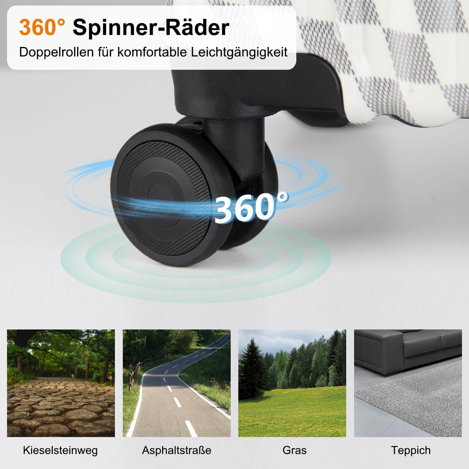 3-teiliges Kofferset Hartschalenkoffer ABS Leicht Trolley Rollkoffer Set M-L-XL Hartschale Reisekoffer