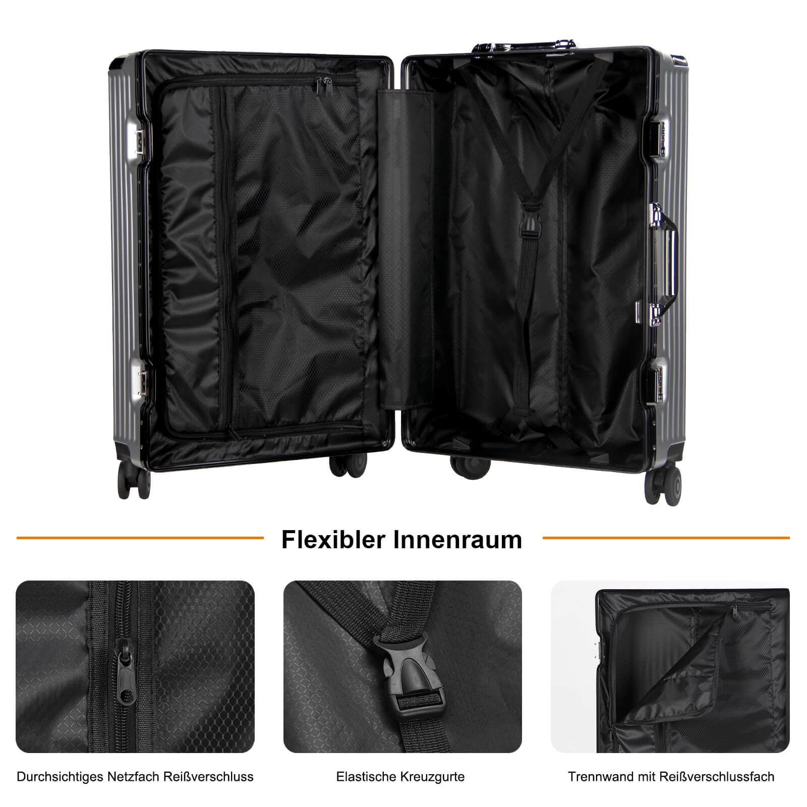 3-teiliges Kofferset Hartschalenkoffer ABS Leicht Trolley Rollkoffer Set M-L-XL Hartschale Reisekoffer