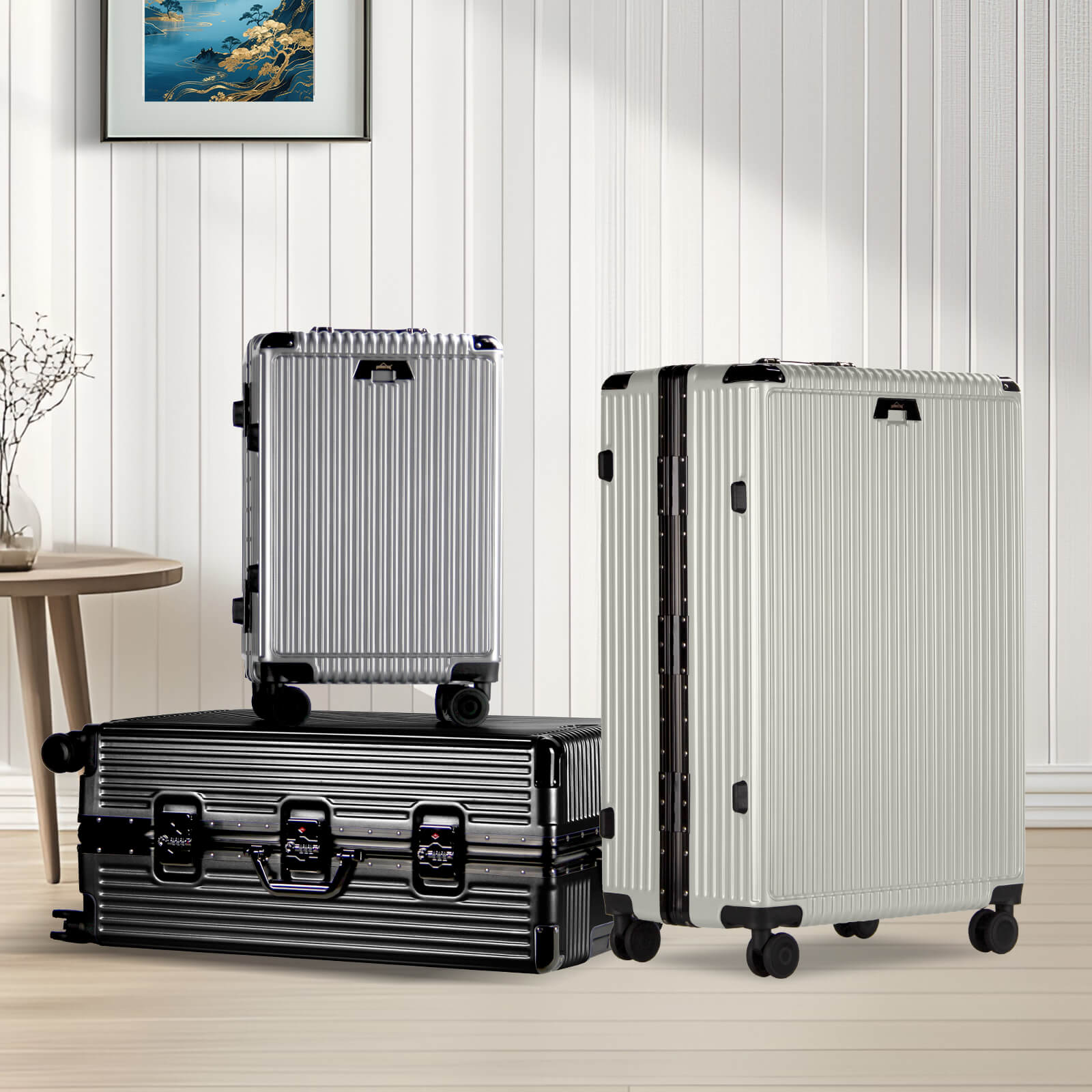 3-teiliges Kofferset Hartschalenkoffer ABS Leicht Trolley Rollkoffer Set M-L-XL Hartschale Reisekoffer