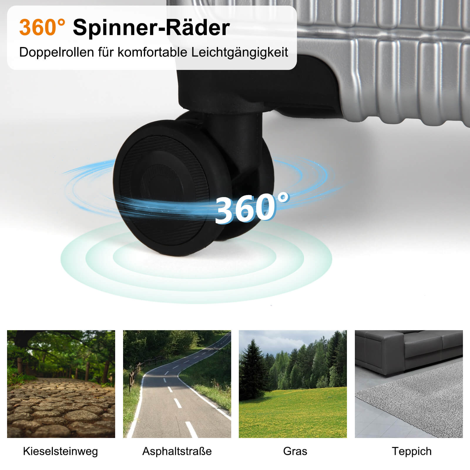 3-teiliges Kofferset Hartschalenkoffer ABS Leicht Trolley Rollkoffer Set M-L-XL Hartschale Reisekoffer