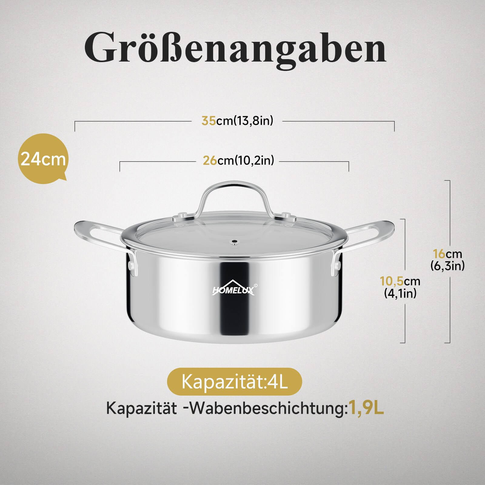 Edelstahl Topf mit Wabenstruktur für optimale Antihaftleistung