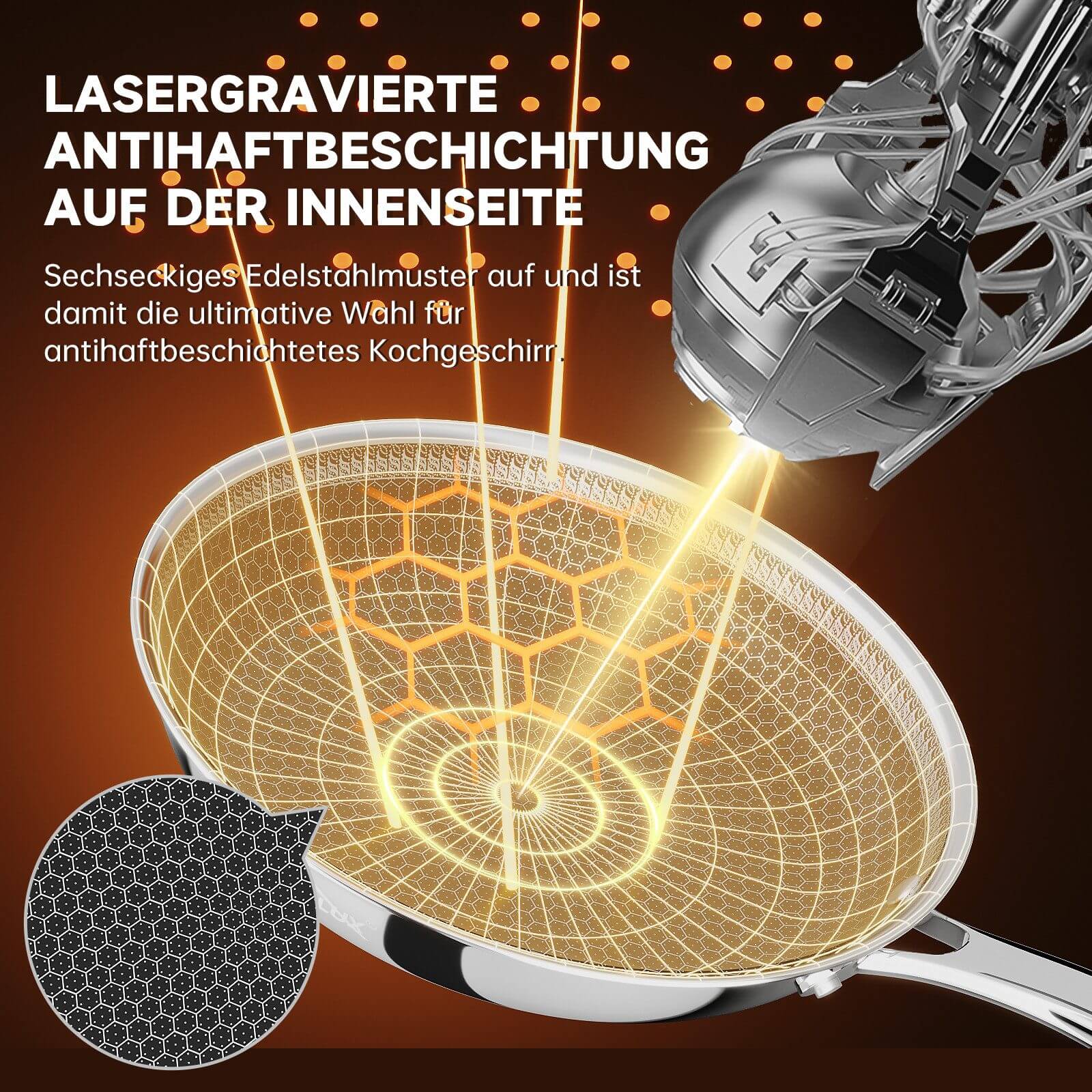 Bratpfanne aus rostfreiem Stahl für Backofenvorführung