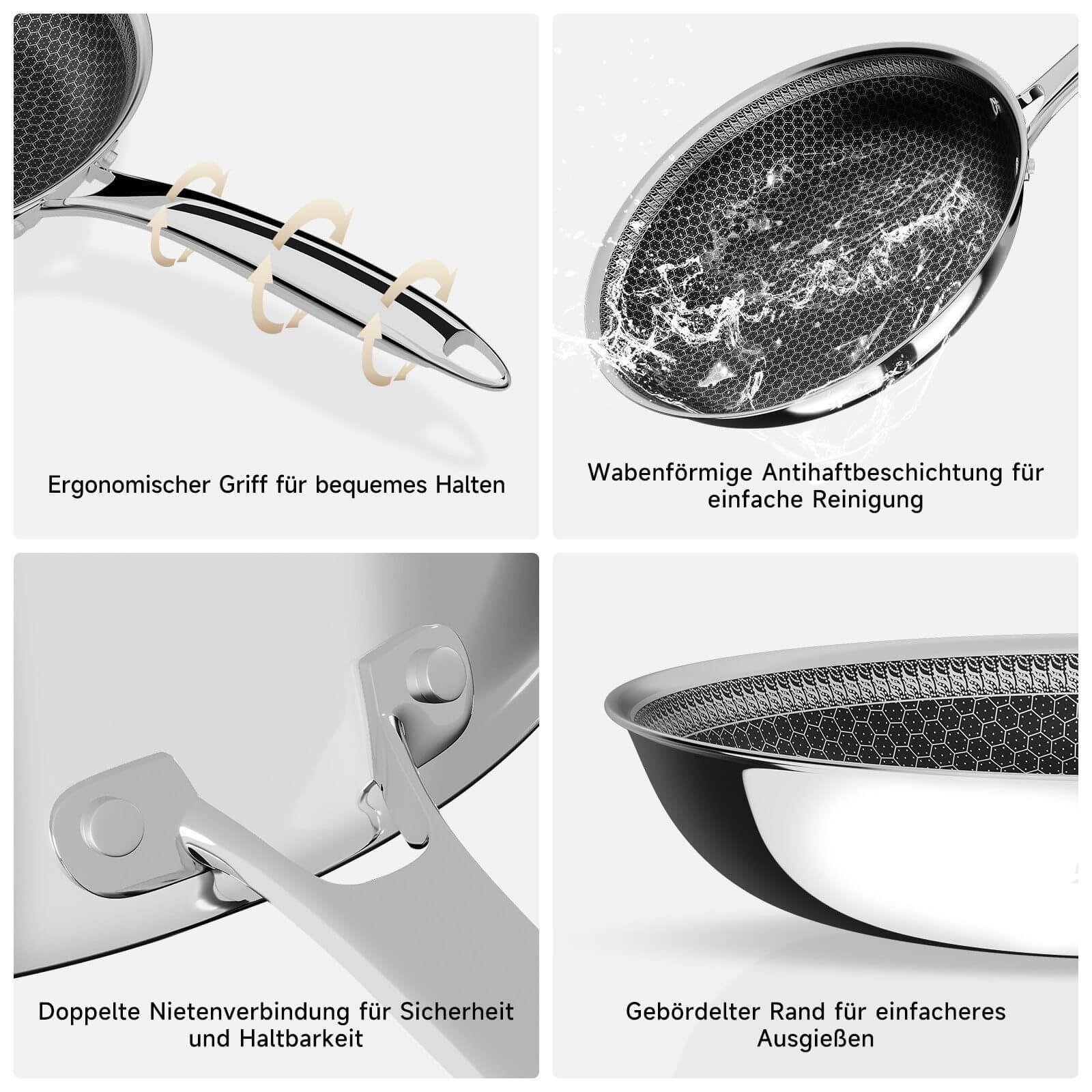 Profikoch verwendet Wabenpfanne zum Braten von Steaks