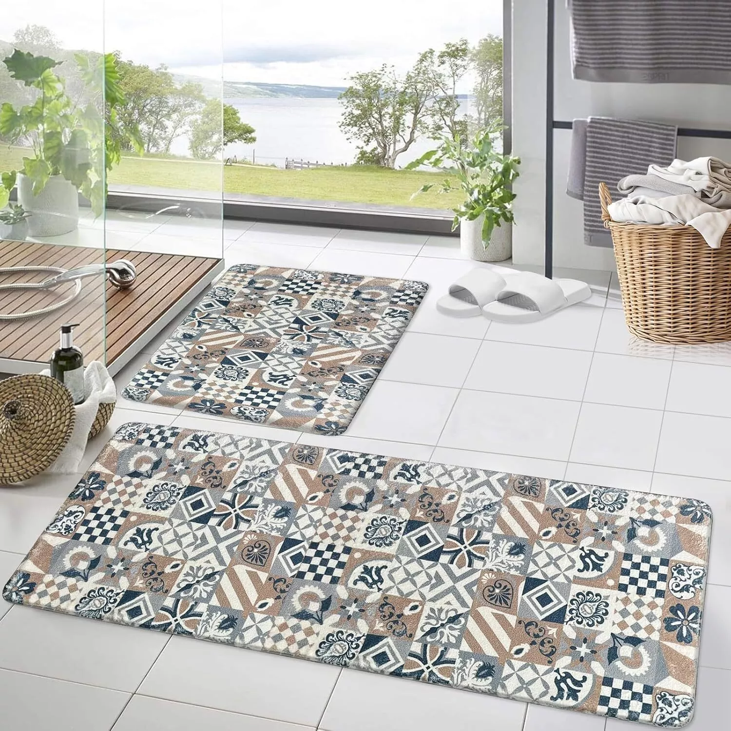Badteppich rutschfeste 2 Teilig Badematte Badezimmer Badeteppiche Badv – homelux-shop