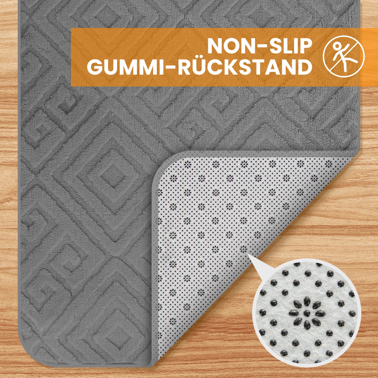 HOMELUX 2-teiliges Badematten-Set, rutschfest, weich, flauschig, inkl. WC-Vorleger mit Ausschnitt