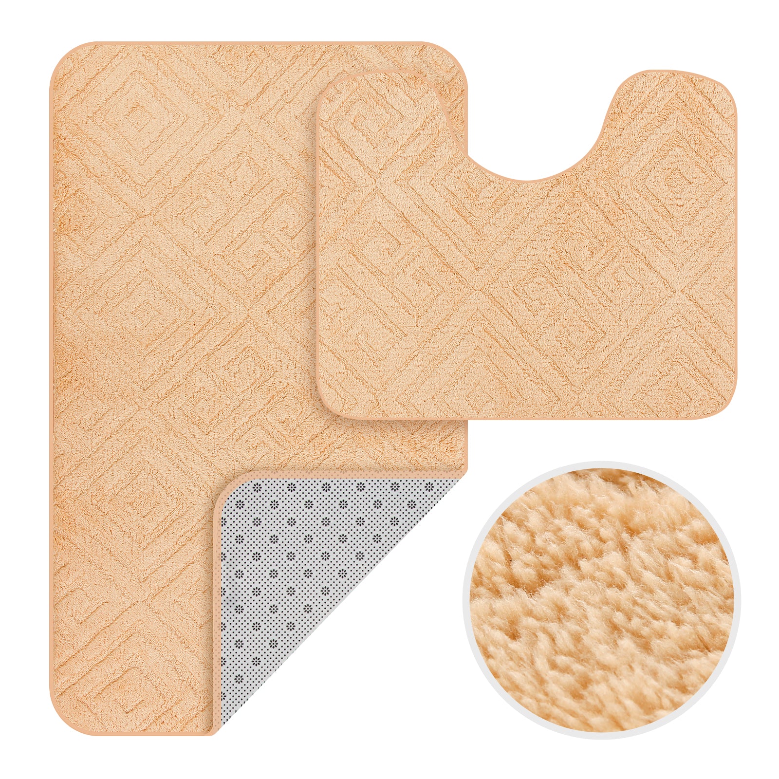 HOMELUX 2-teiliges Badematten-Set, rutschfest, weich, flauschig, inkl. WC-Vorleger mit Ausschnitt