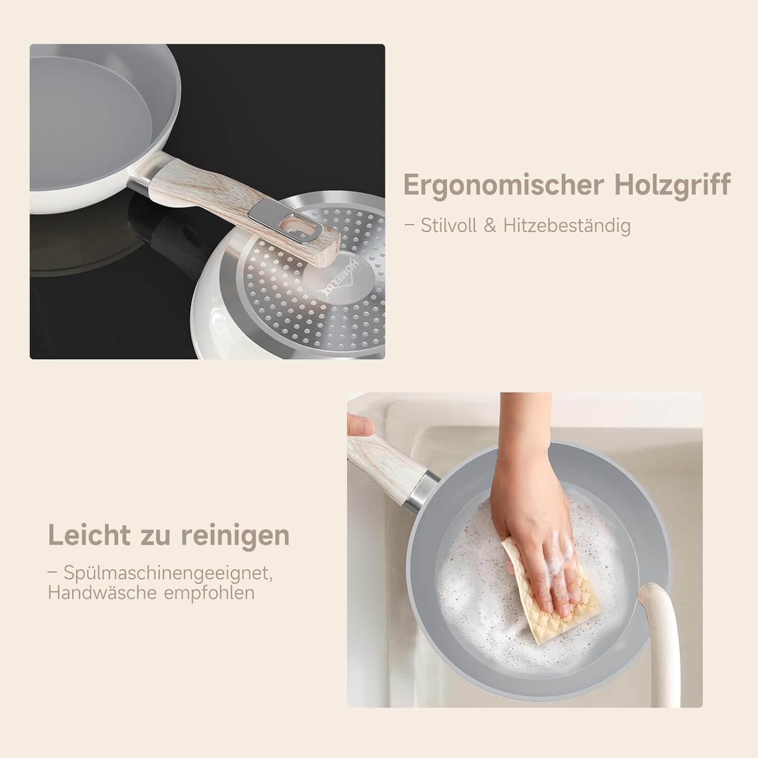 Leicht zu reinigende Keramikpfanne mit langer Lebensdauer