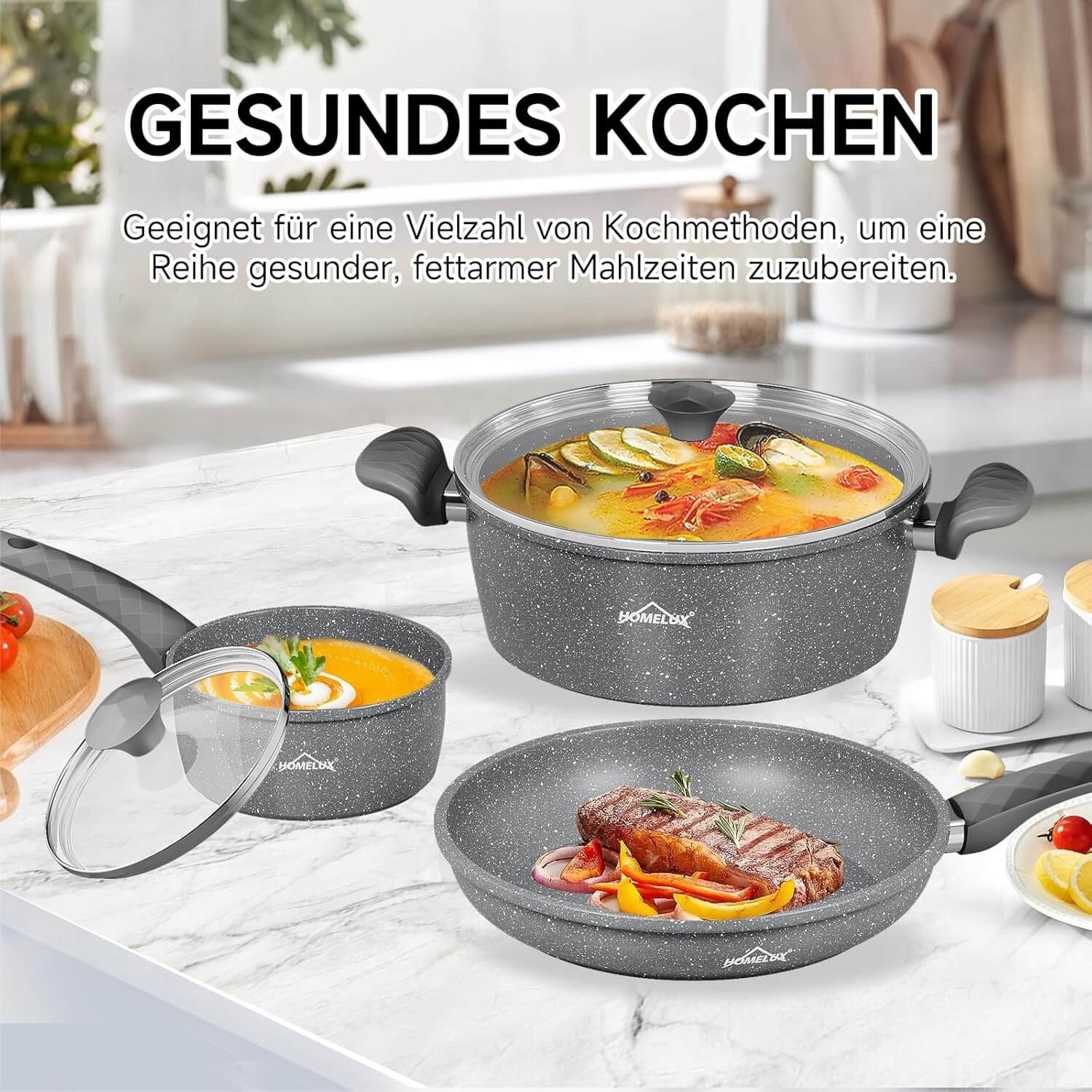 Stielkasserollen mit Glasdeckel für optimale Kontrolle beim Kochen