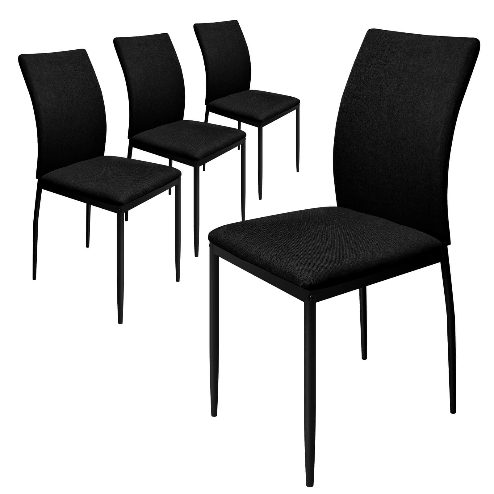 HOMELUX 4er Set Esszimmerstühle, modern, mit hoher Rückenlehne, Leinenpolster & Metallbeinen, 110 kg belastbar