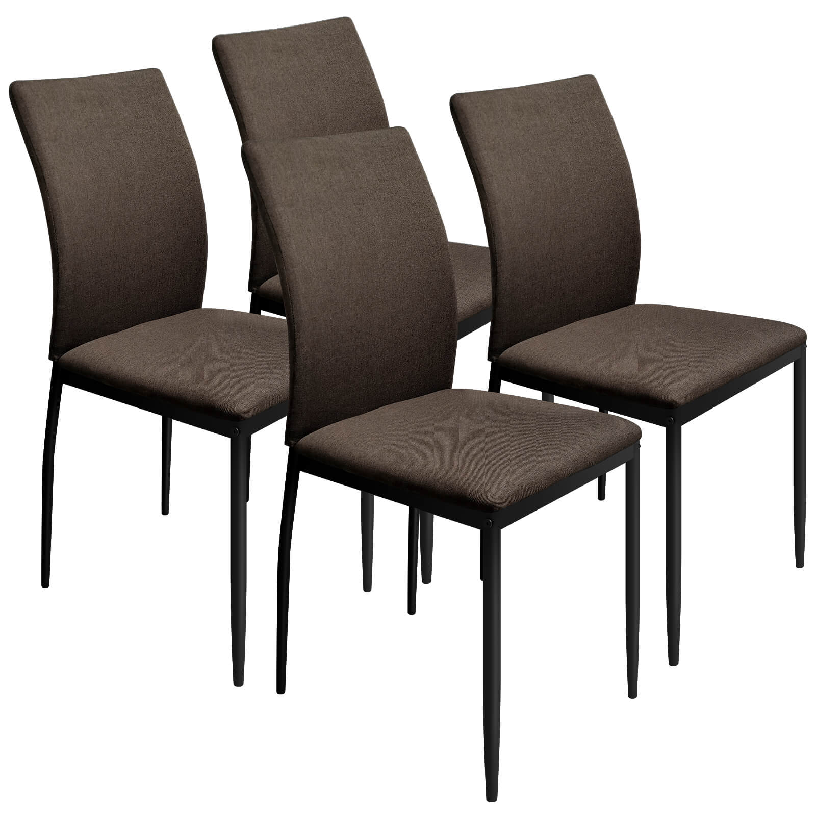 HOMELUX 4er Set Esszimmerstühle, modern, mit hoher Rückenlehne, Leinenpolster & Metallbeinen, 110 kg belastbar