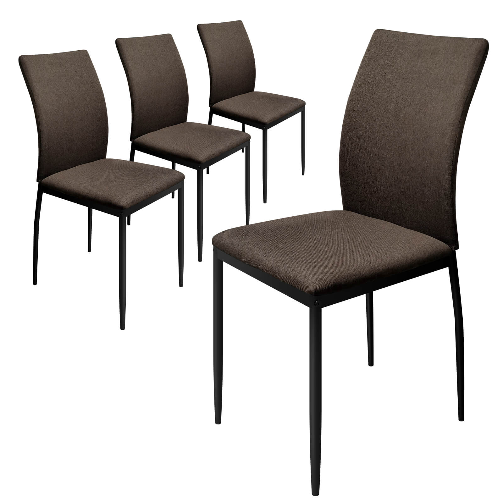 HOMELUX 4er Set Esszimmerstühle, modern, mit hoher Rückenlehne, Leinenpolster & Metallbeinen, 110 kg belastbar