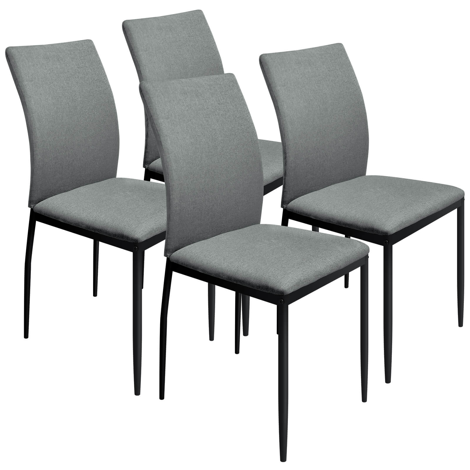 HOMELUX 4er Set Esszimmerstühle, modern, mit hoher Rückenlehne, Leinenpolster & Metallbeinen, 110 kg belastbar