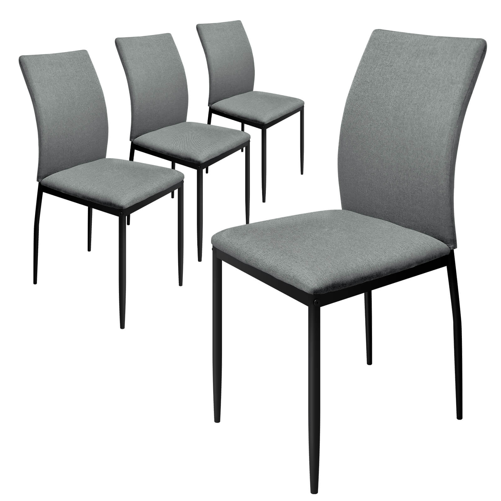 HOMELUX 4er Set Esszimmerstühle, modern, mit hoher Rückenlehne, Leinenpolster & Metallbeinen, 110 kg belastbar