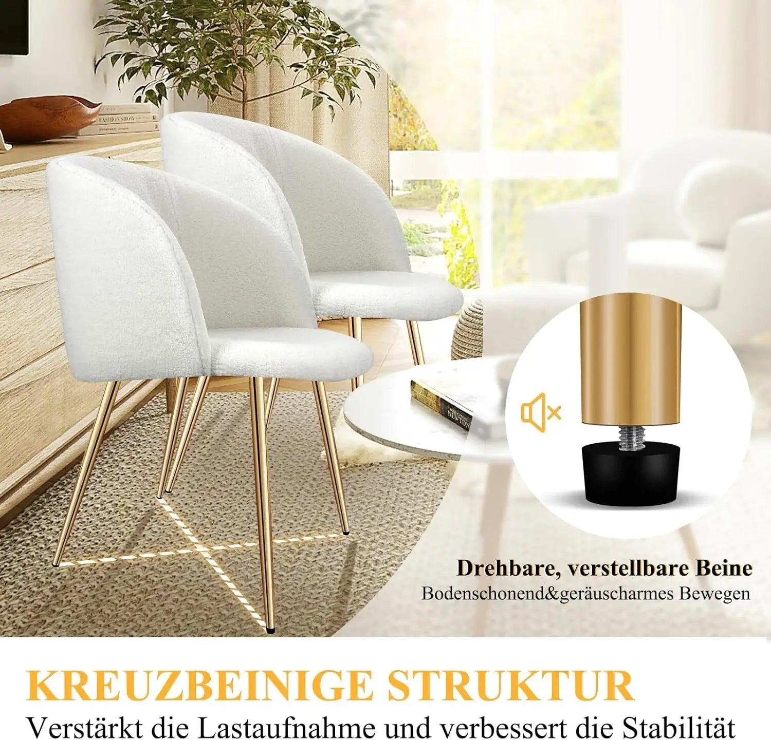 Stuhl mit mattschwarzen Beinen und Bouclé-Bezug