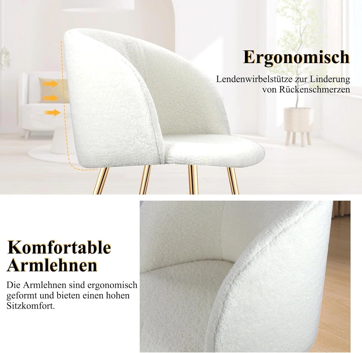 Robuste Esszimmerstühle mit gekreuzten Metallbeinen