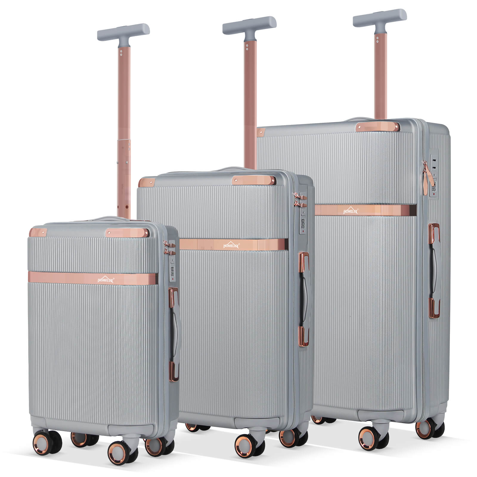 3-teiliges Reisekoffer-Set aus ABS-Hartschale: Leichter Rollkoffer-Trolley in M-L-XL