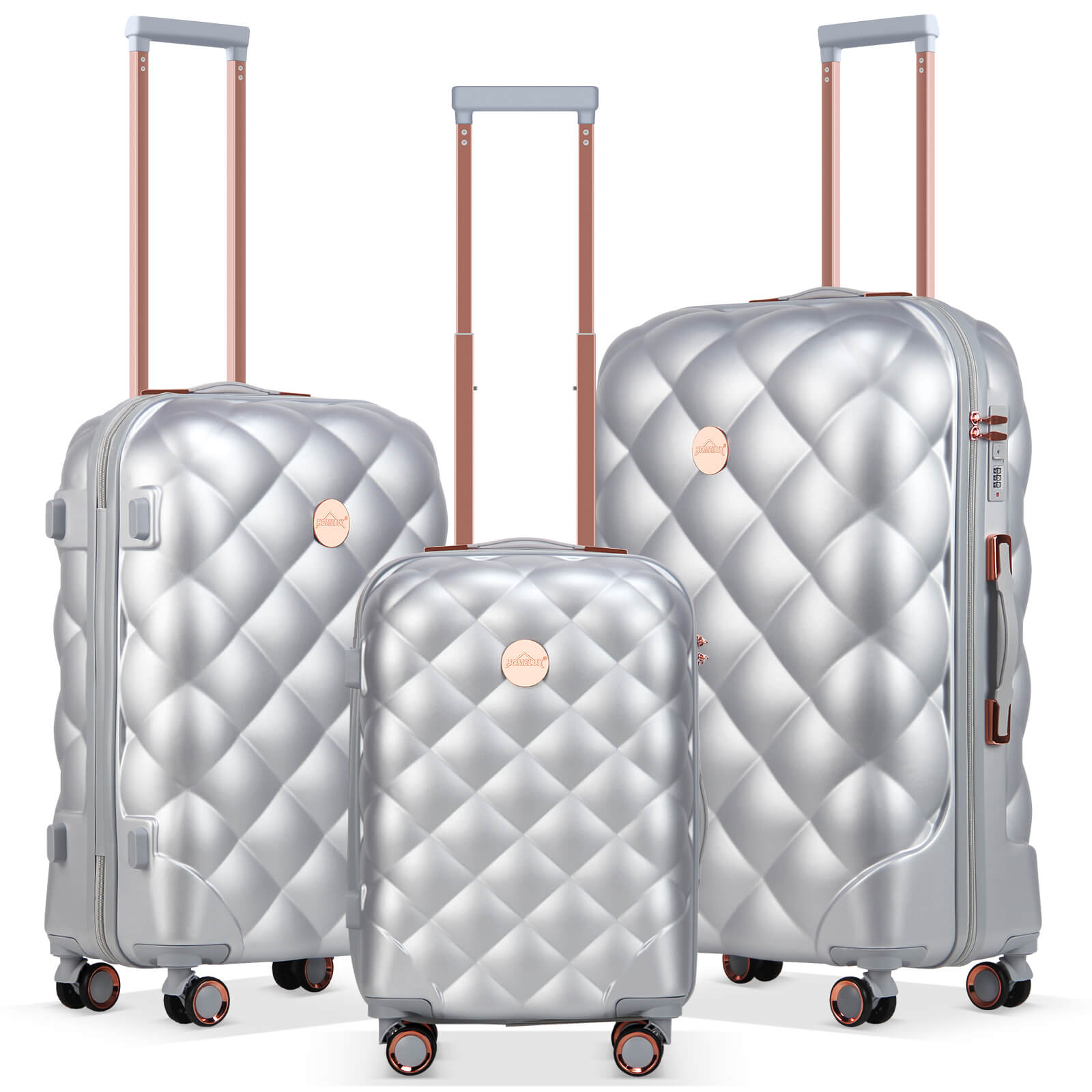 HOMELUX 3-teiliges Hartschalen Kofferset ABS Leicht Reisekoffer Trolley Rollkoffer Set M-L-XL