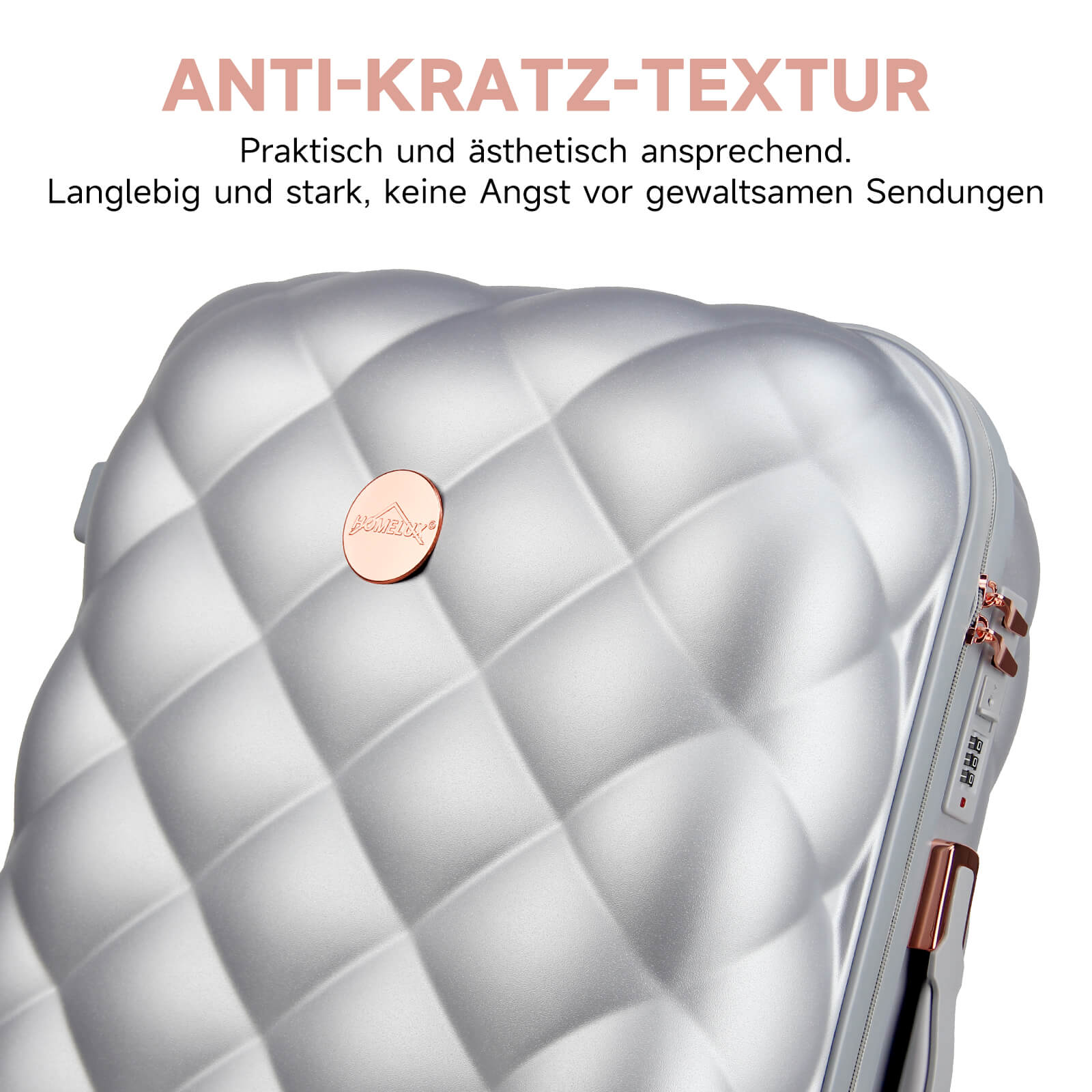 HOMELUX 3-teiliges Hartschalen Kofferset ABS Leicht Reisekoffer Trolley Rollkoffer Set M-L-XL