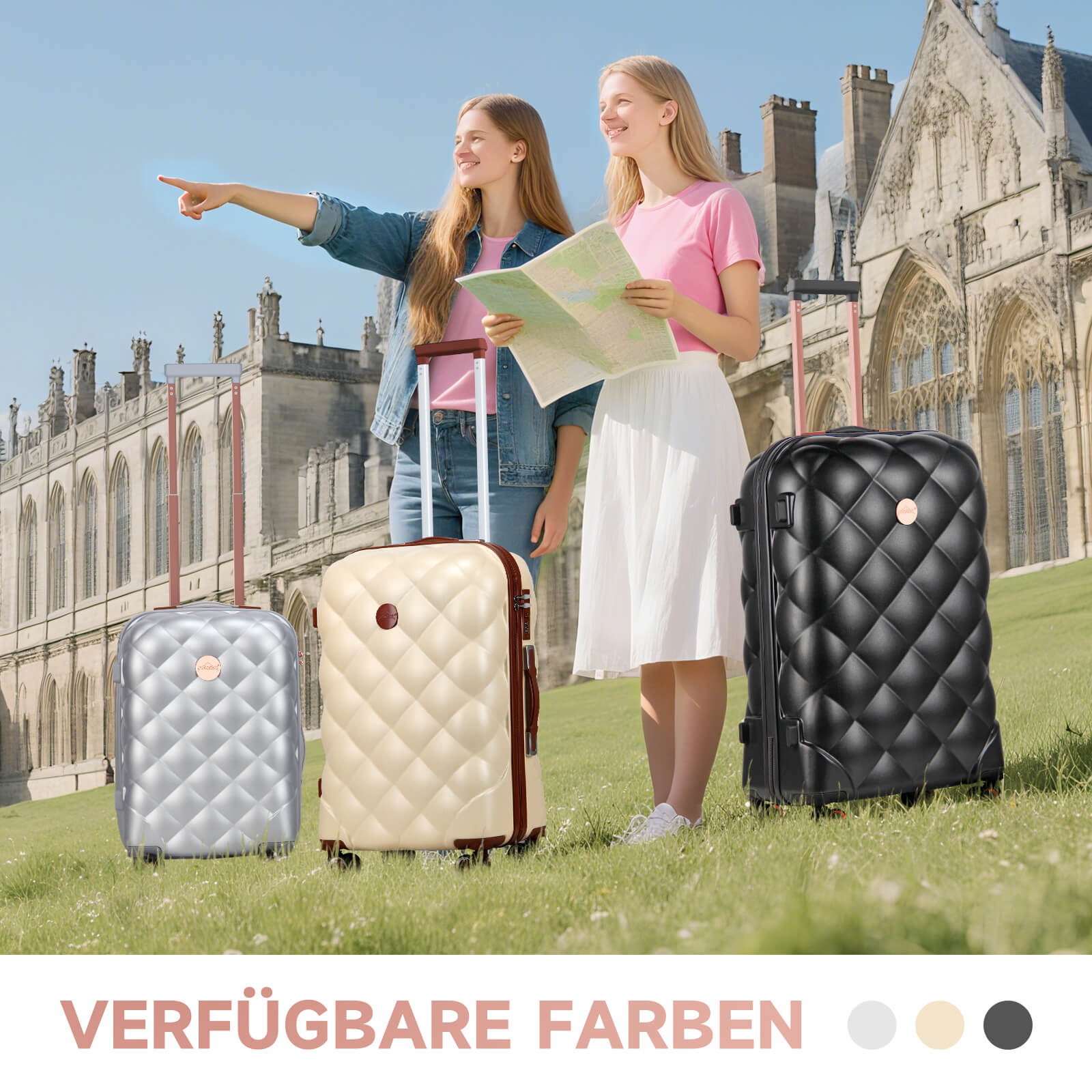 HOMELUX 3-teiliges Hartschalen Kofferset ABS Leicht Reisekoffer Trolley Rollkoffer Set M-L-XL