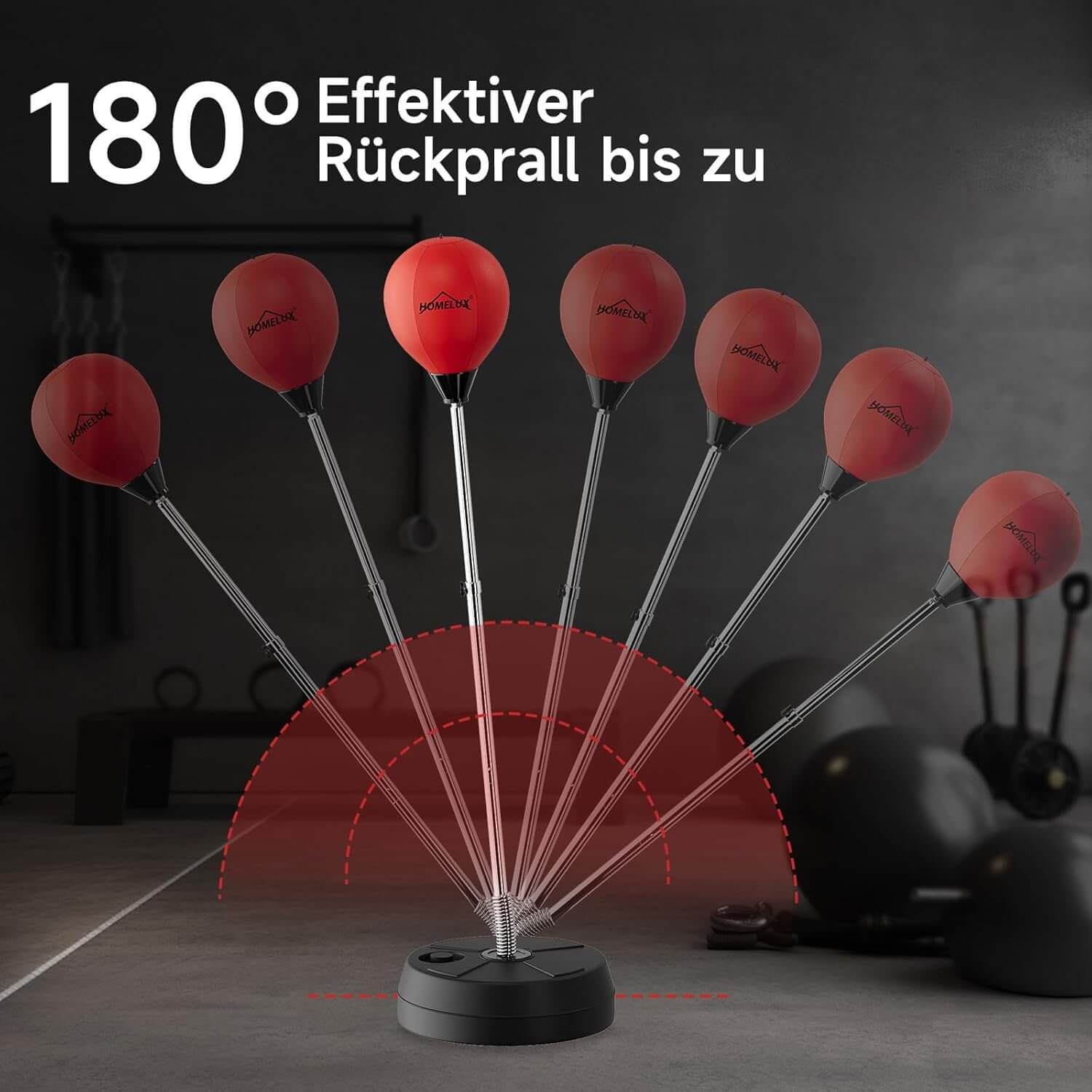 Punchingball Set mit Standbox, höhenverstellbar 121-145cm, Box Reflexball inkl. 1 Paar Handschuhe & Pumpe, Boxsport für Anfänger & Profis