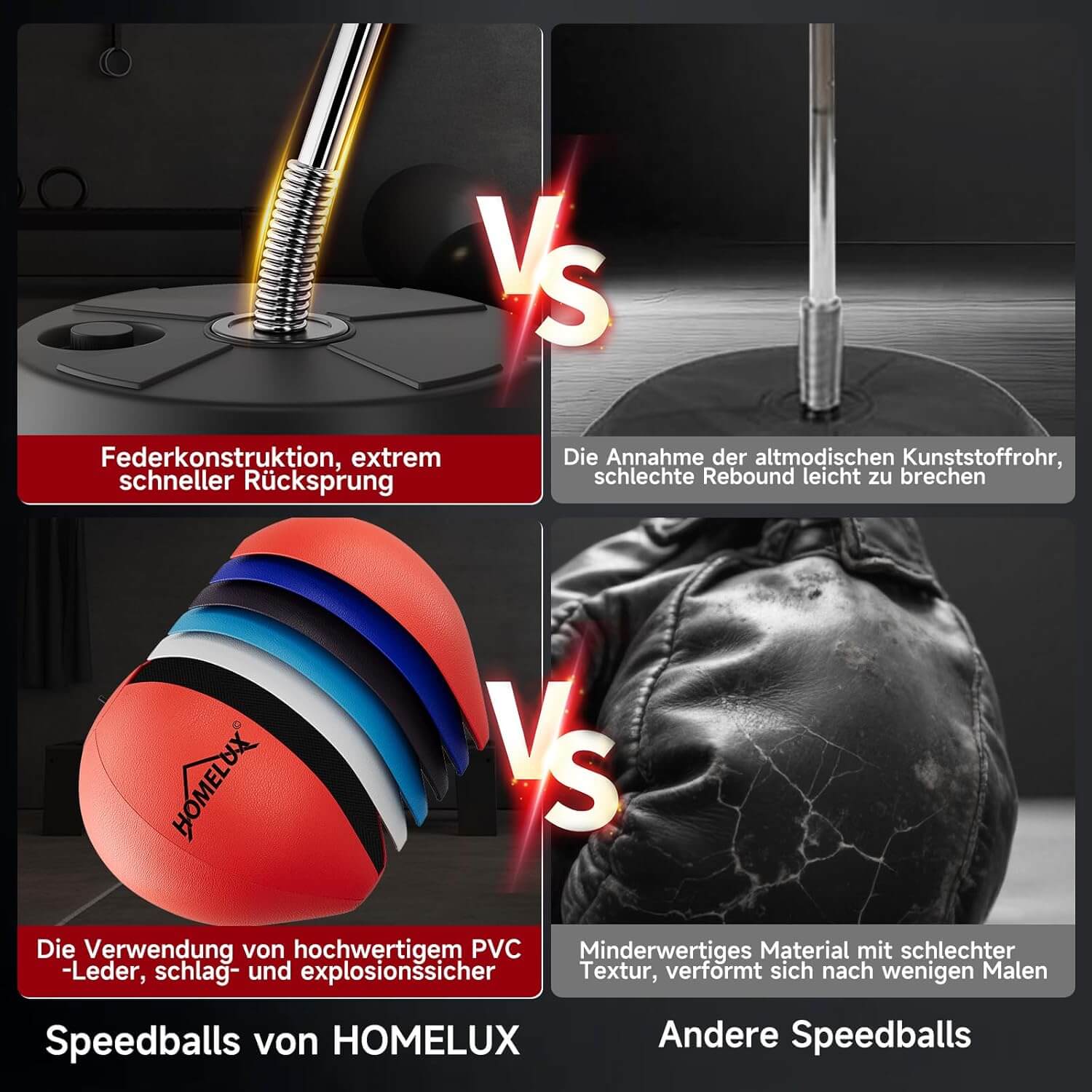 Punchingball Set mit Standbox, höhenverstellbar 121-145cm, Box Reflexball inkl. 1 Paar Handschuhe & Pumpe, Boxsport für Anfänger & Profis