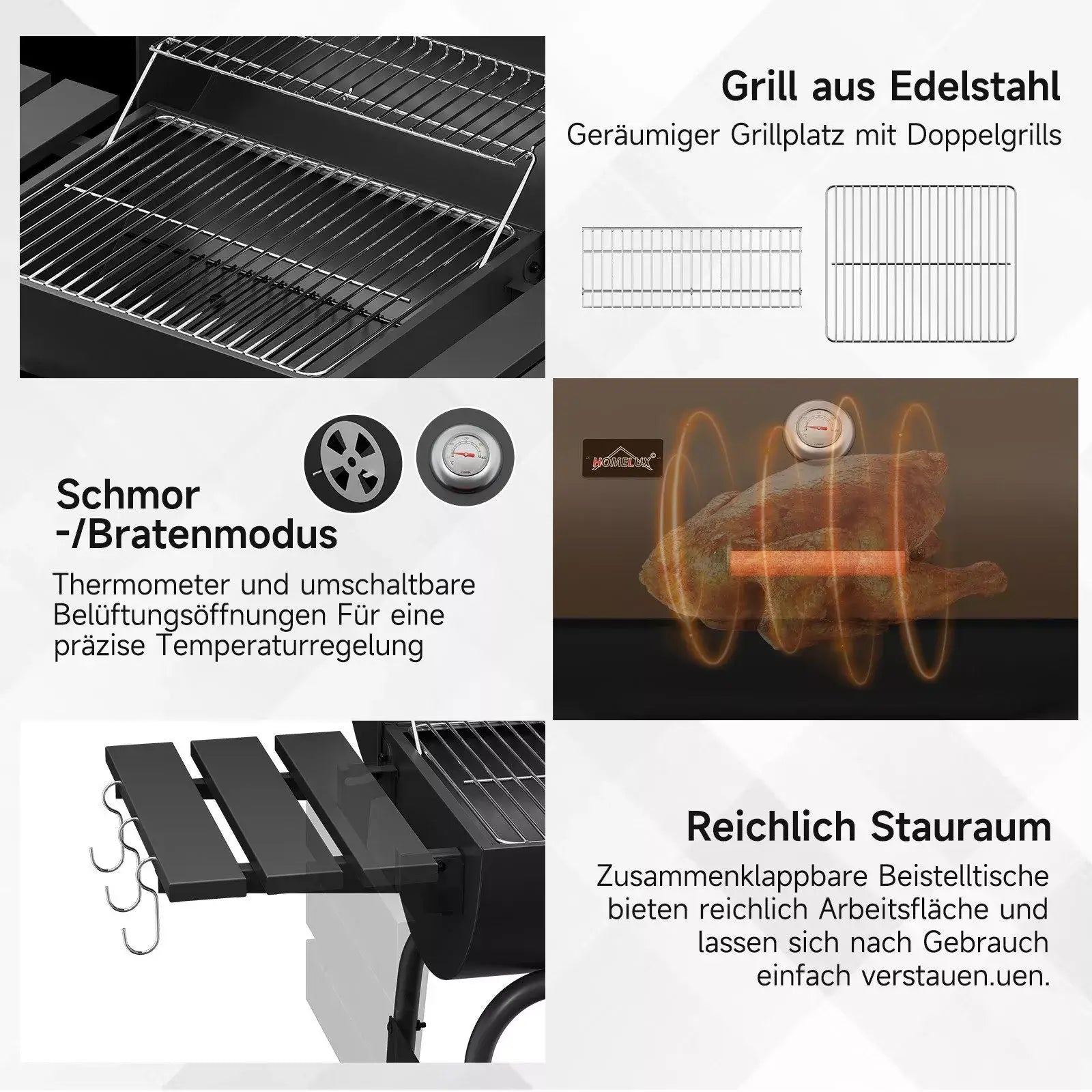 Räuchergrill mit integriertem Thermometer für optimale Temperaturkontrolle