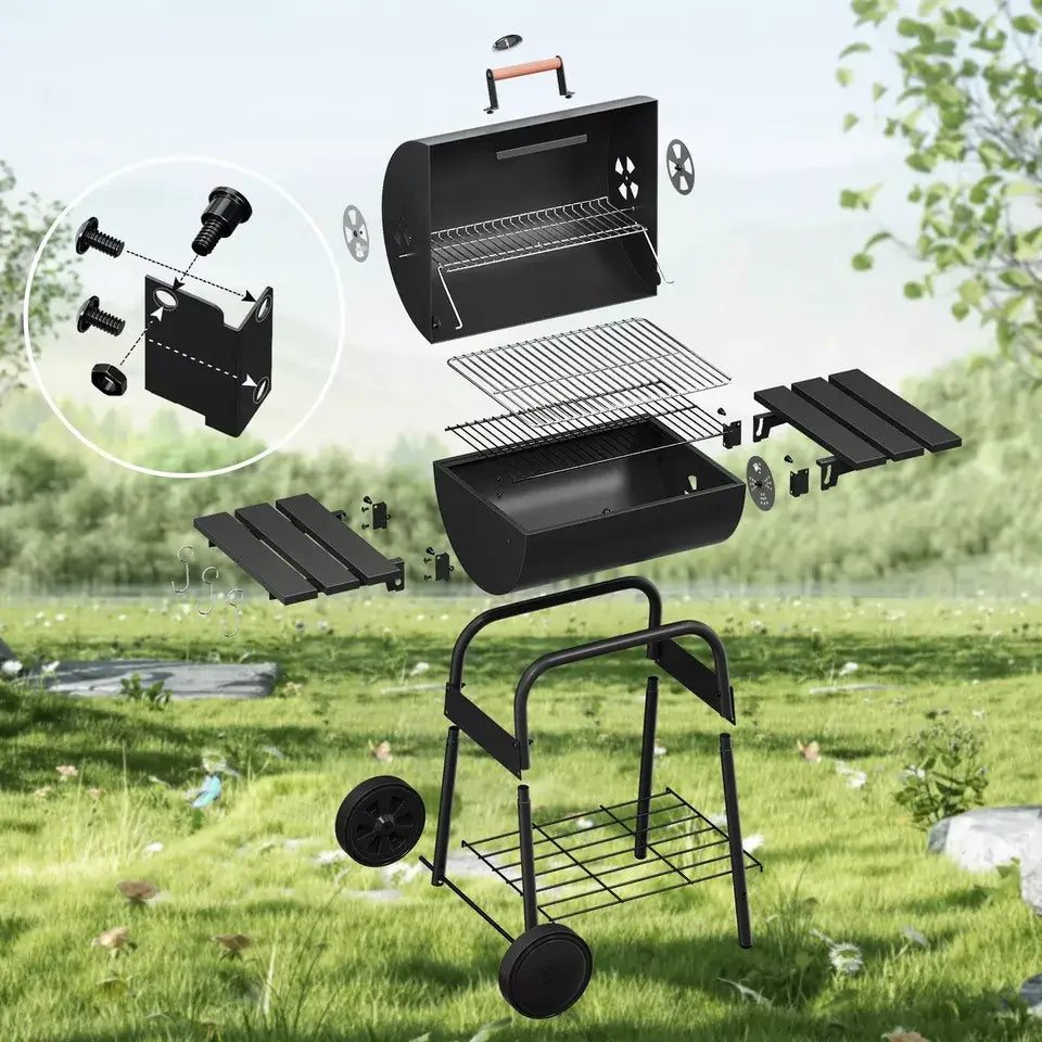 Smoker mit Deckel und doppelter Grillfläche für verschiedene Grilltechniken