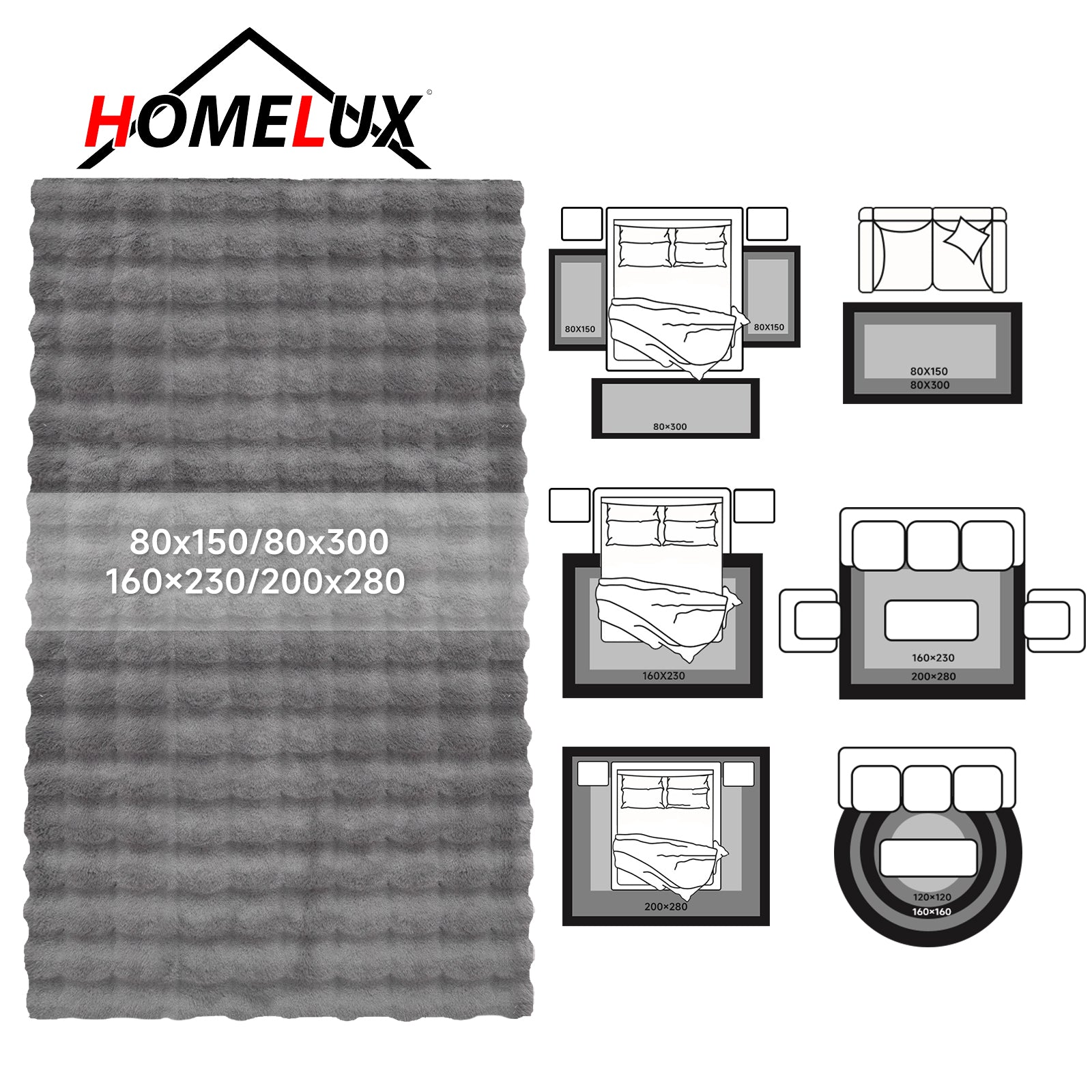 HOMELUX Superweicher Kunstfell Teppich, rutschfest & dekorativ. Idealer Hochflor für Wohnzimmer, Schlafzimmer & Fußbodenheizung geeignet