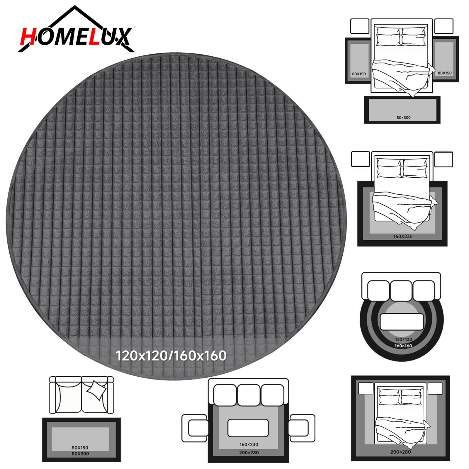 HOMELUX Flauschiger Kunstfell Teppich, wohne Rutschfestigkeit, für Wohnzimmer & Schlafzimmer, Fußbodenheizung