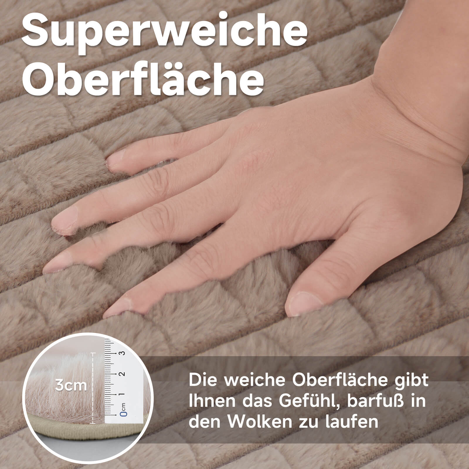 HOMELUX Flauschiger Kunstfell Teppich, wohne Rutschfestigkeit, für Wohnzimmer & Schlafzimmer, Fußbodenheizung