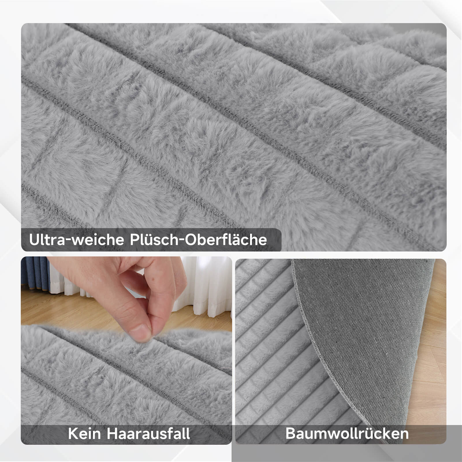 HOMELUX Flauschiger Kunstfell Teppich, wohne Rutschfestigkeit, für Wohnzimmer & Schlafzimmer, Fußbodenheizung