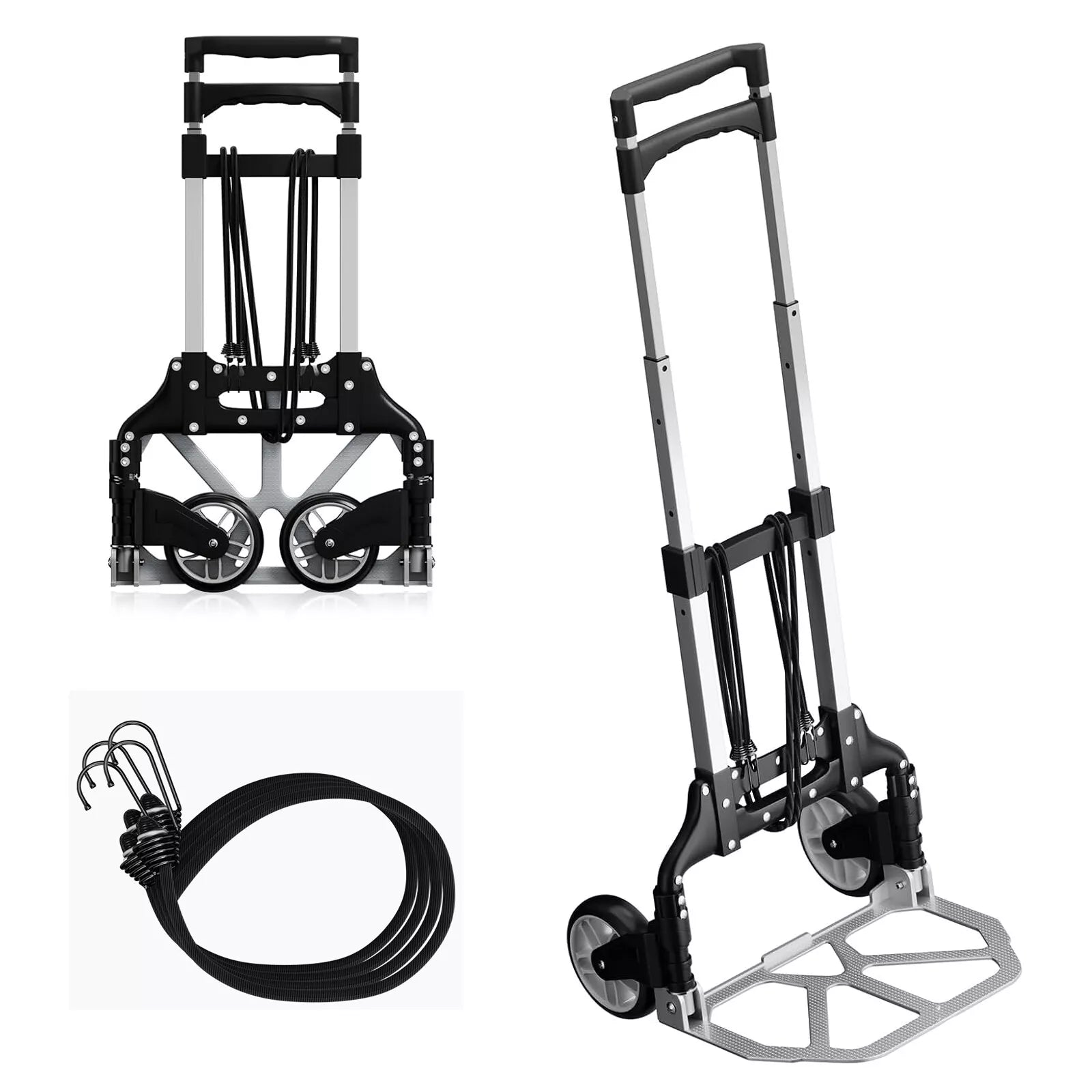 75 kg Transportkarre Höhenverstellbarer Griff, 2 Expanderseil Sackkarre klappbar Homelux Transportkarre Klappbar