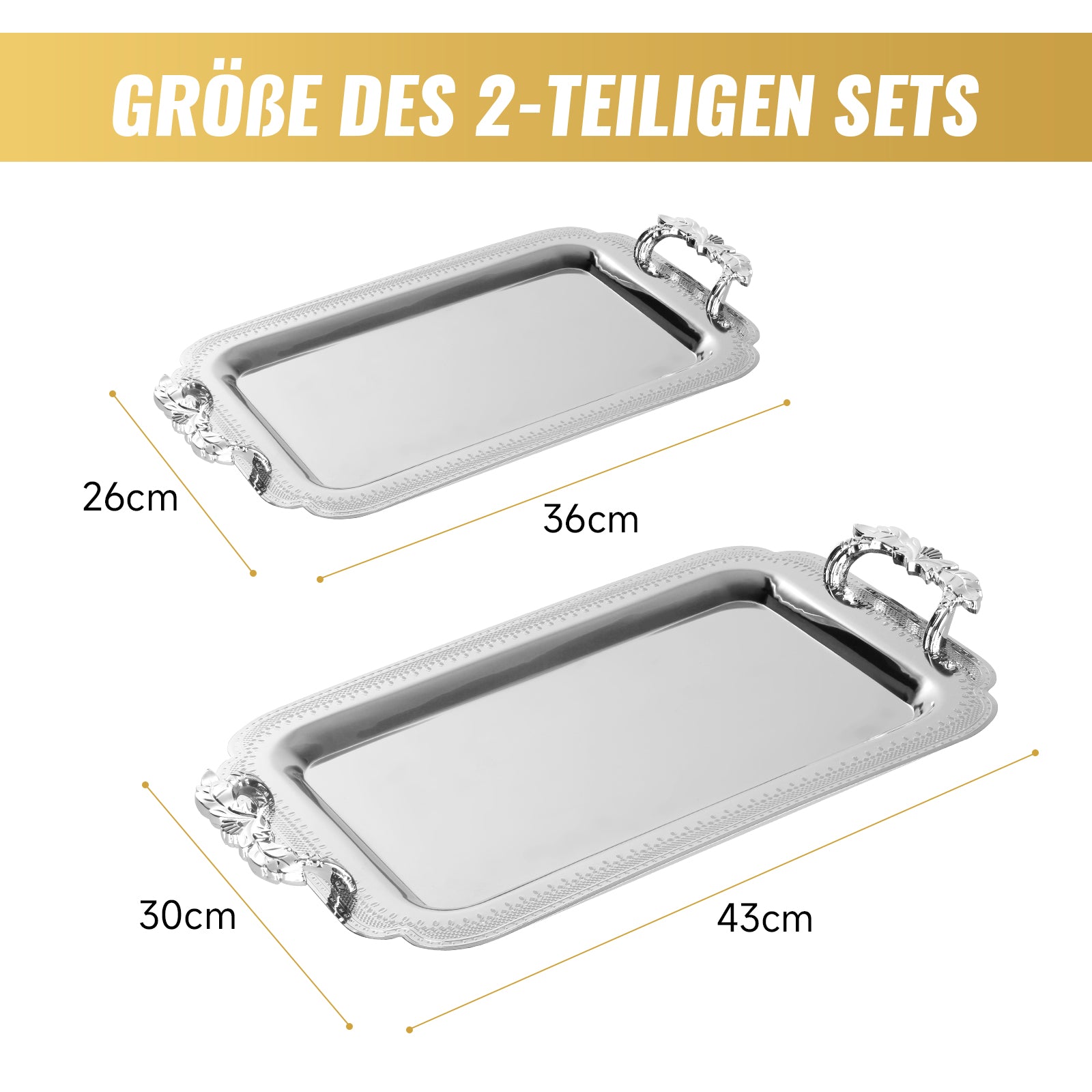 Praktische Tablett-Set Servierplatten-Set 2X Servierplatten mit Griffen