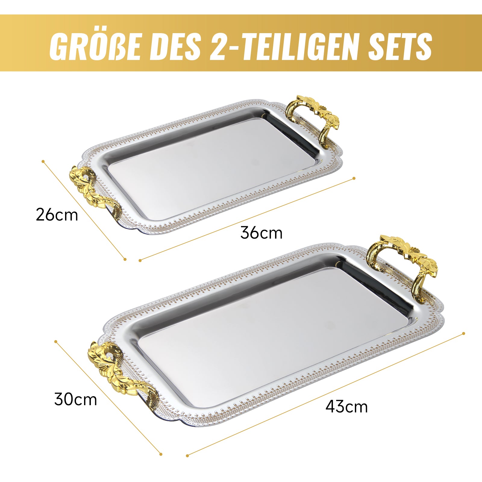 Praktische Tablett-Set Servierplatten-Set 2X Servierplatten mit Griffen