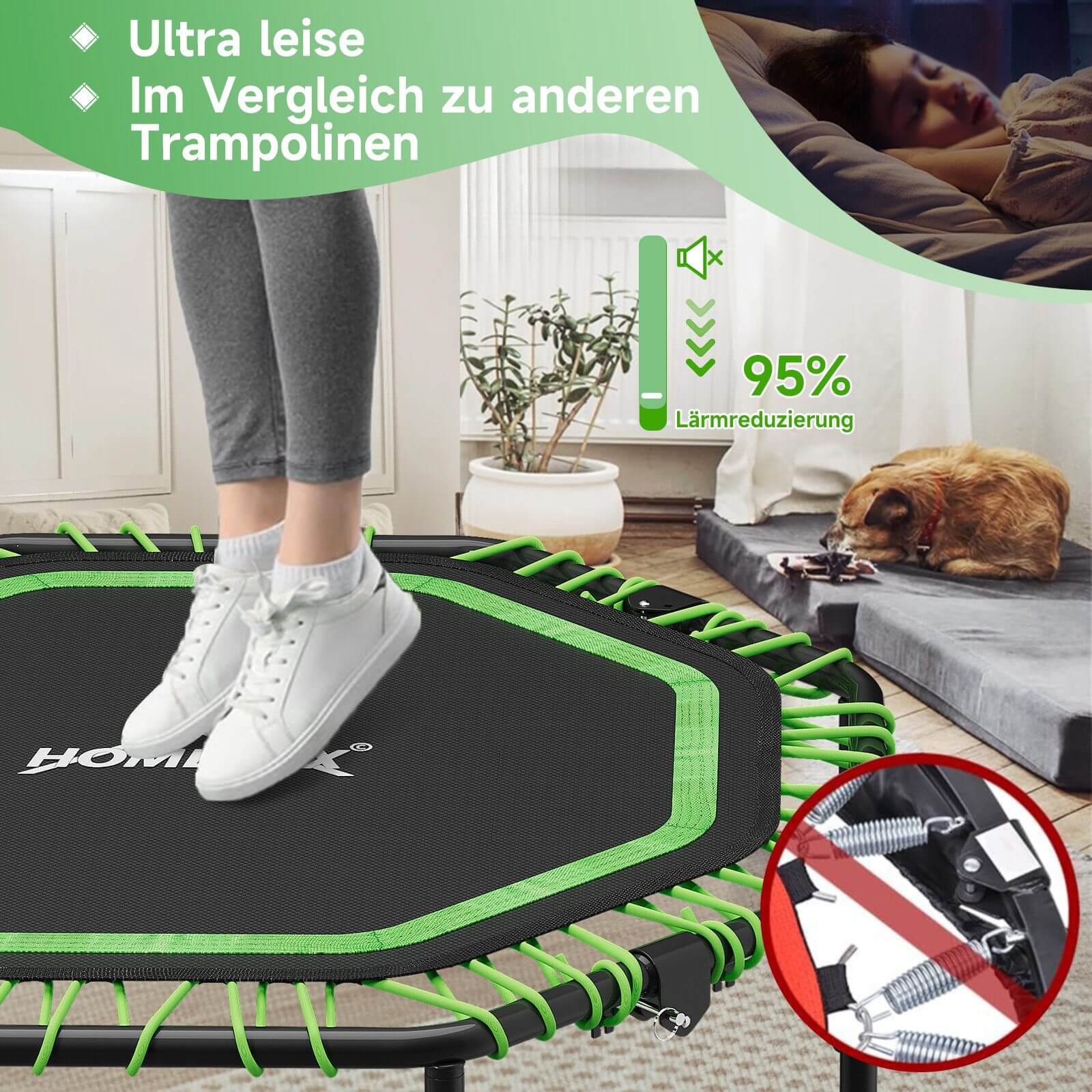 Indoor-Trampolin mit Haltestange – perfektes Workout für Anfänger